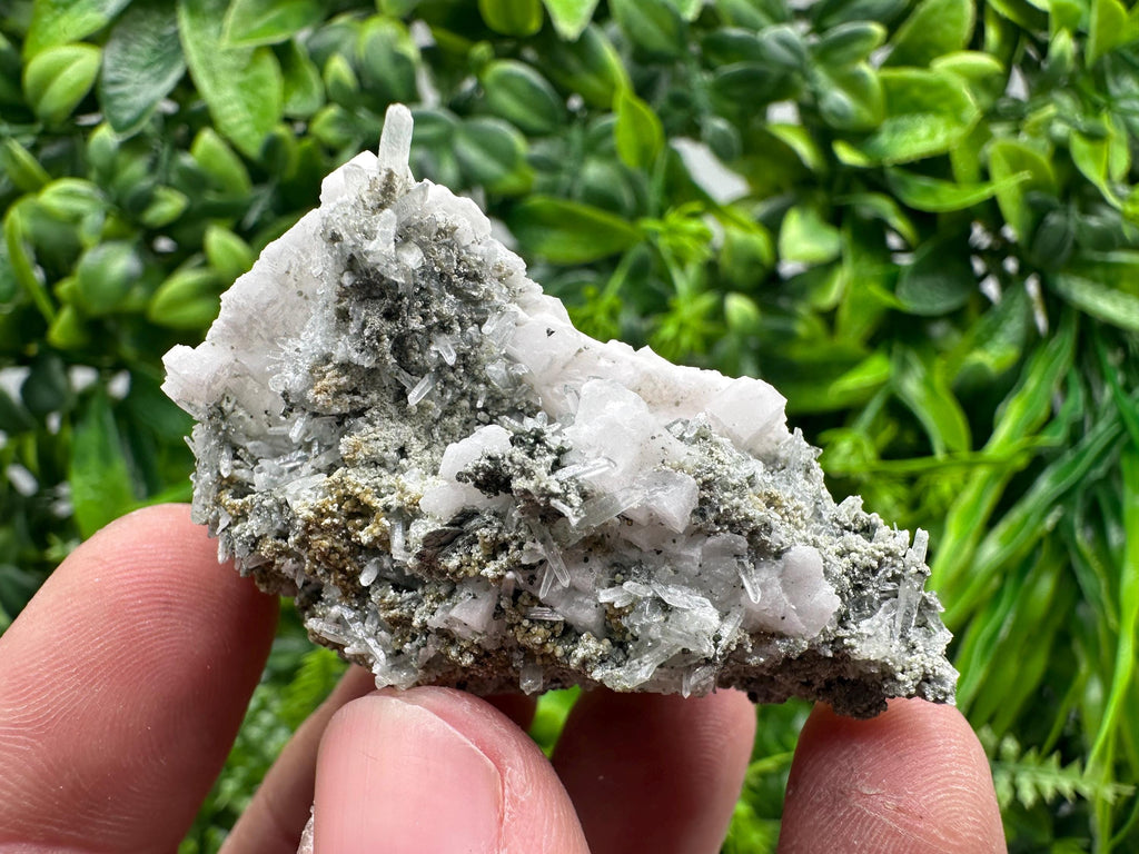 Quartz Crystal on Calcite, Chlorite Matrix Mineral Specimen