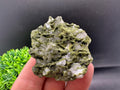 Rare Green Epidote with Quartz Crystals: Sparkly Rainbow Stone, Turkey