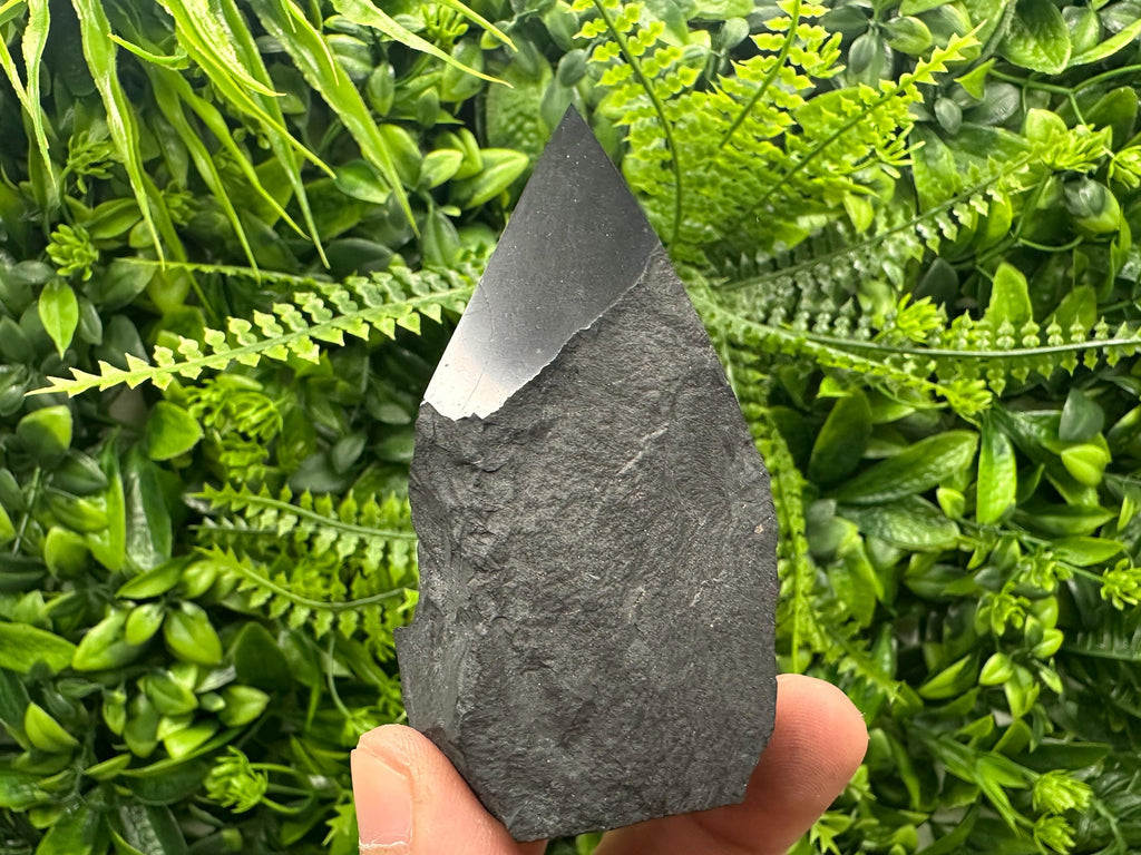 Polished Shungite Crystal Point (7cm): EMF Protection Stone