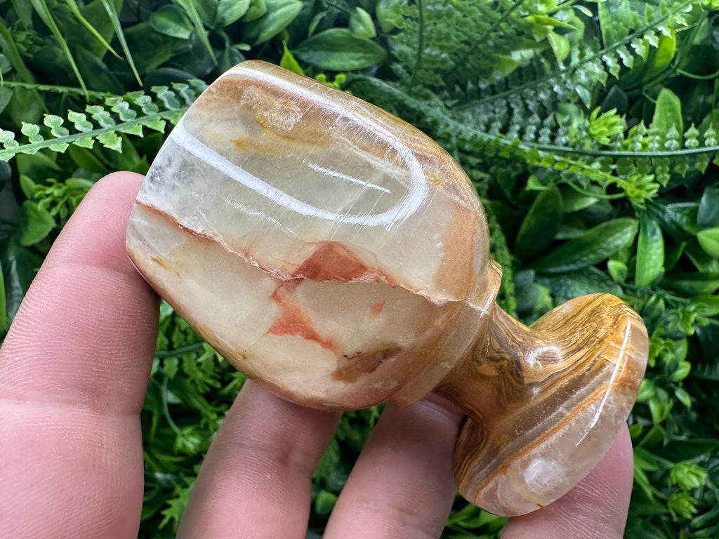 Vintage Natural Onyx Goblet: Unique Stone Wine Cup