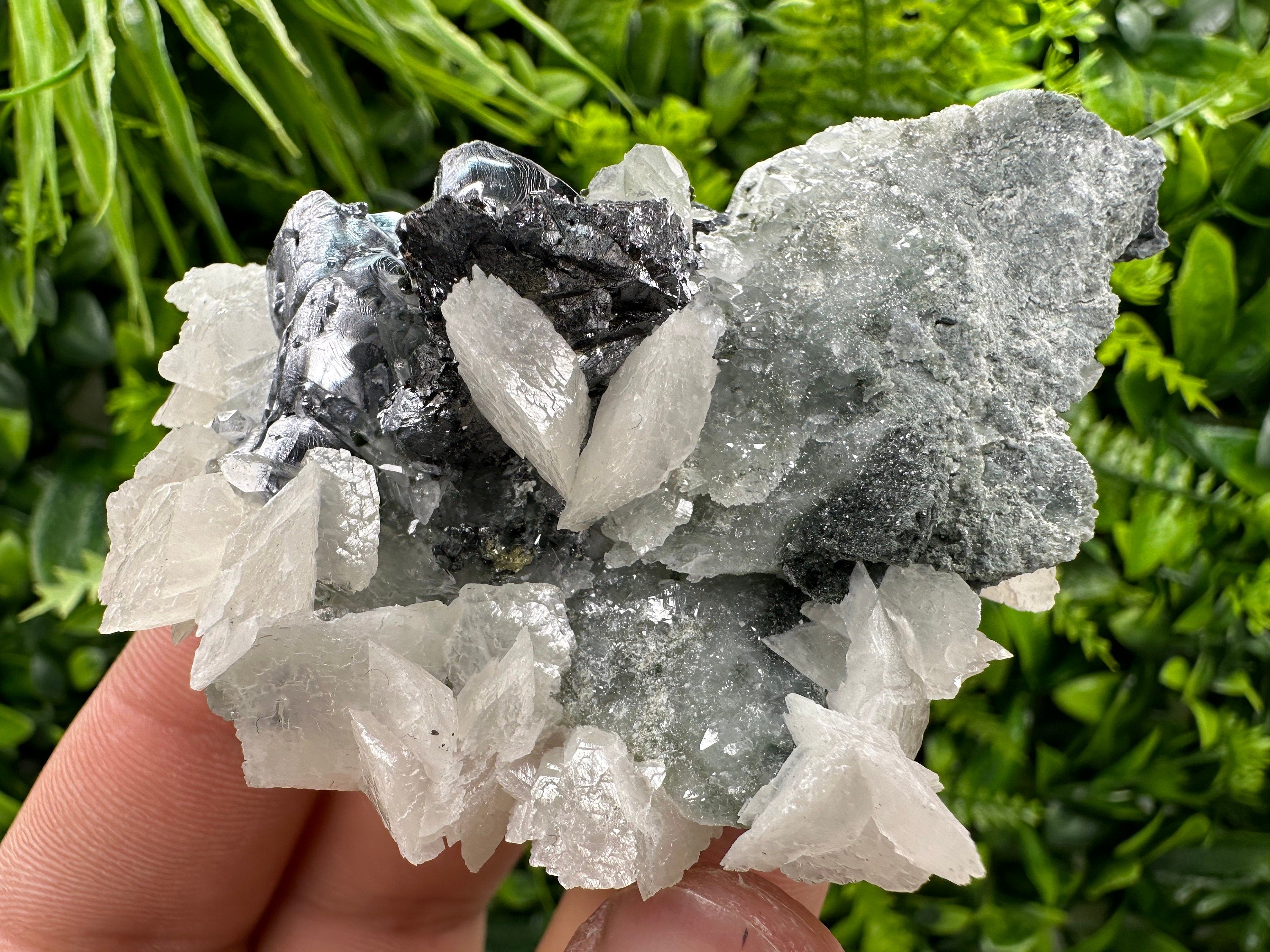 Galena Sphalerite Calcite Cluster, Borieva Mine Mineral Specimen