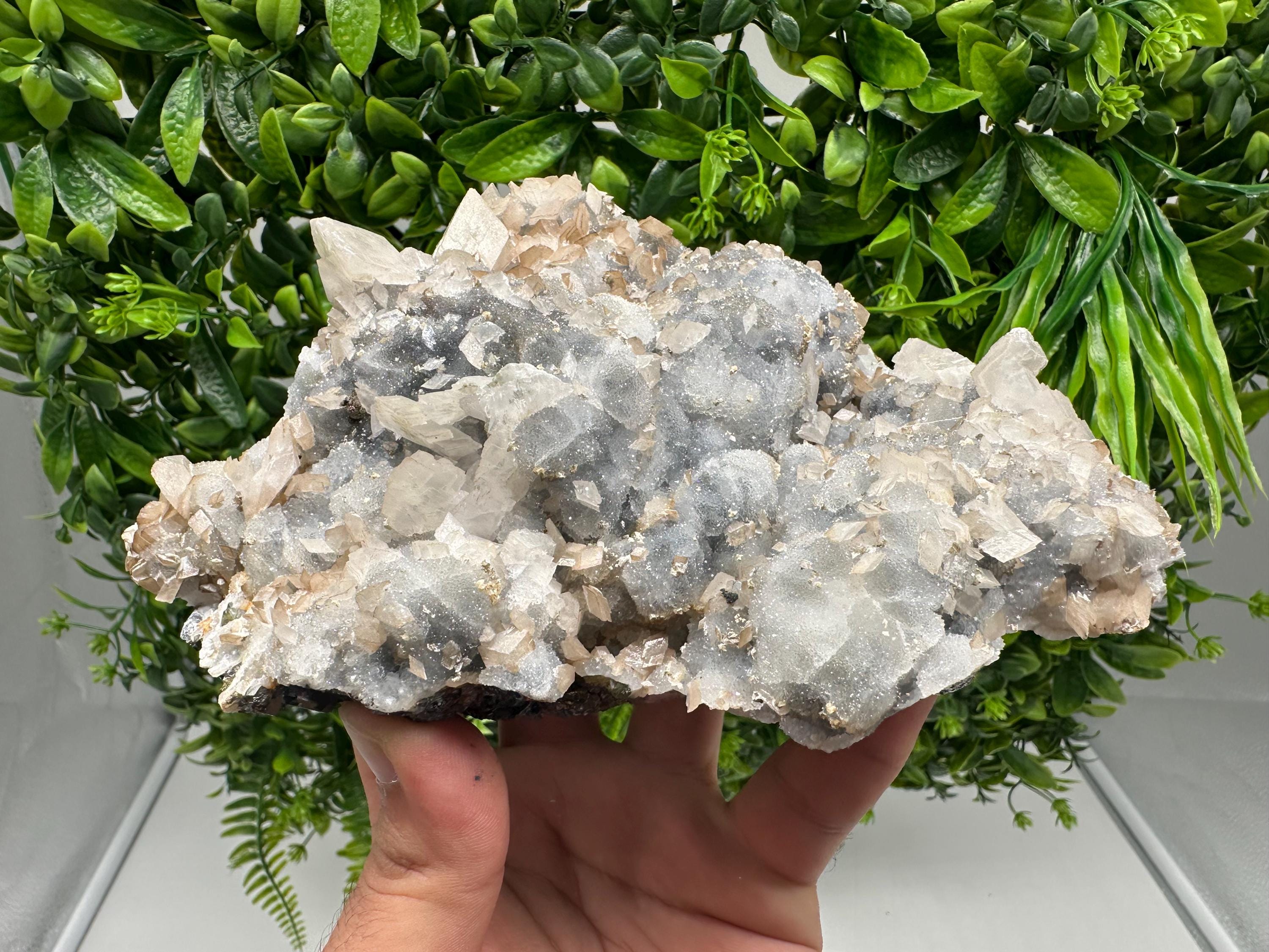 Calcite on Chalcedony Mineral Specimen, Krushev dol Bulgaria