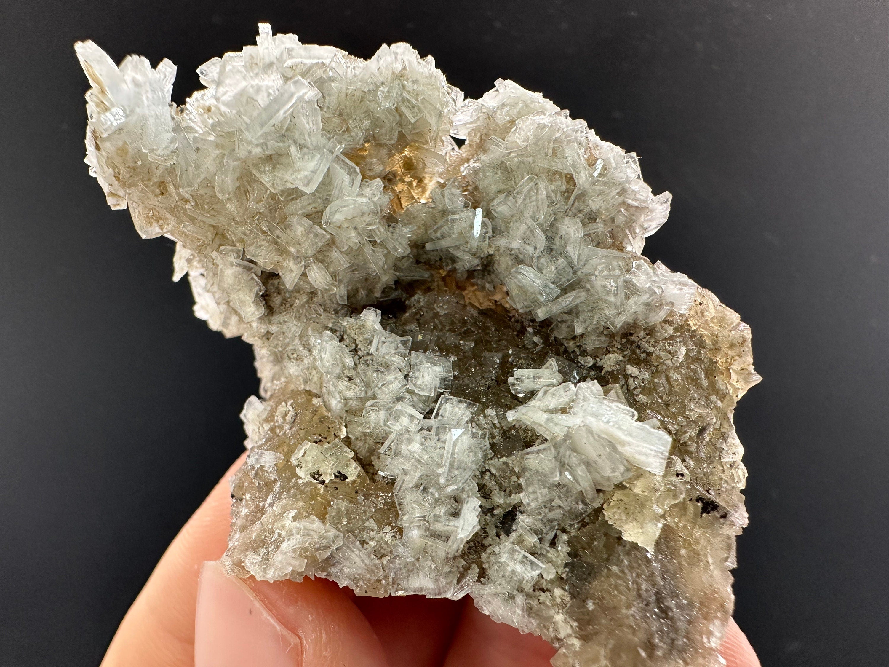 Blue Barite on Yellow Fluorite Mineral Specimen from Spain