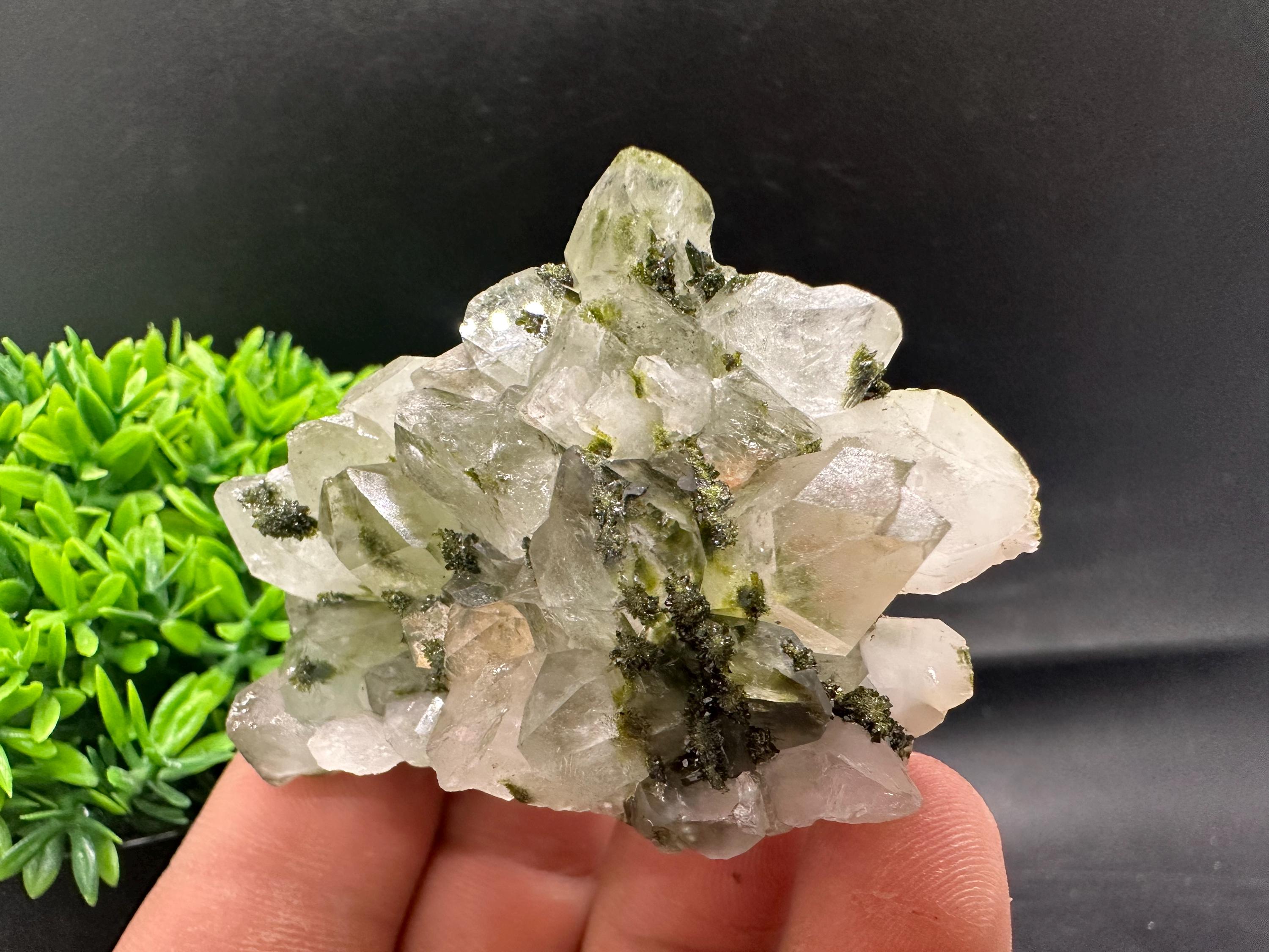 Rare Green Epidote Quartz Crystal Cluster - Eastern Anatolia, Turkey