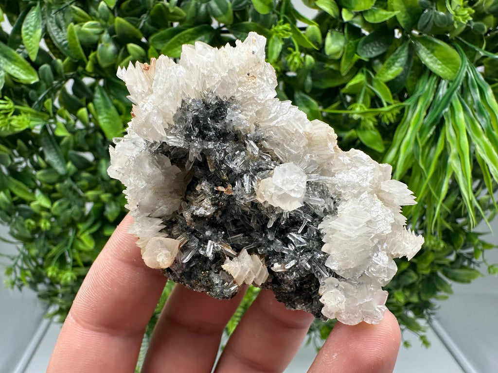 Quartz Crystal with Calcite and Chlorite - Borieva Mine, Bulgaria