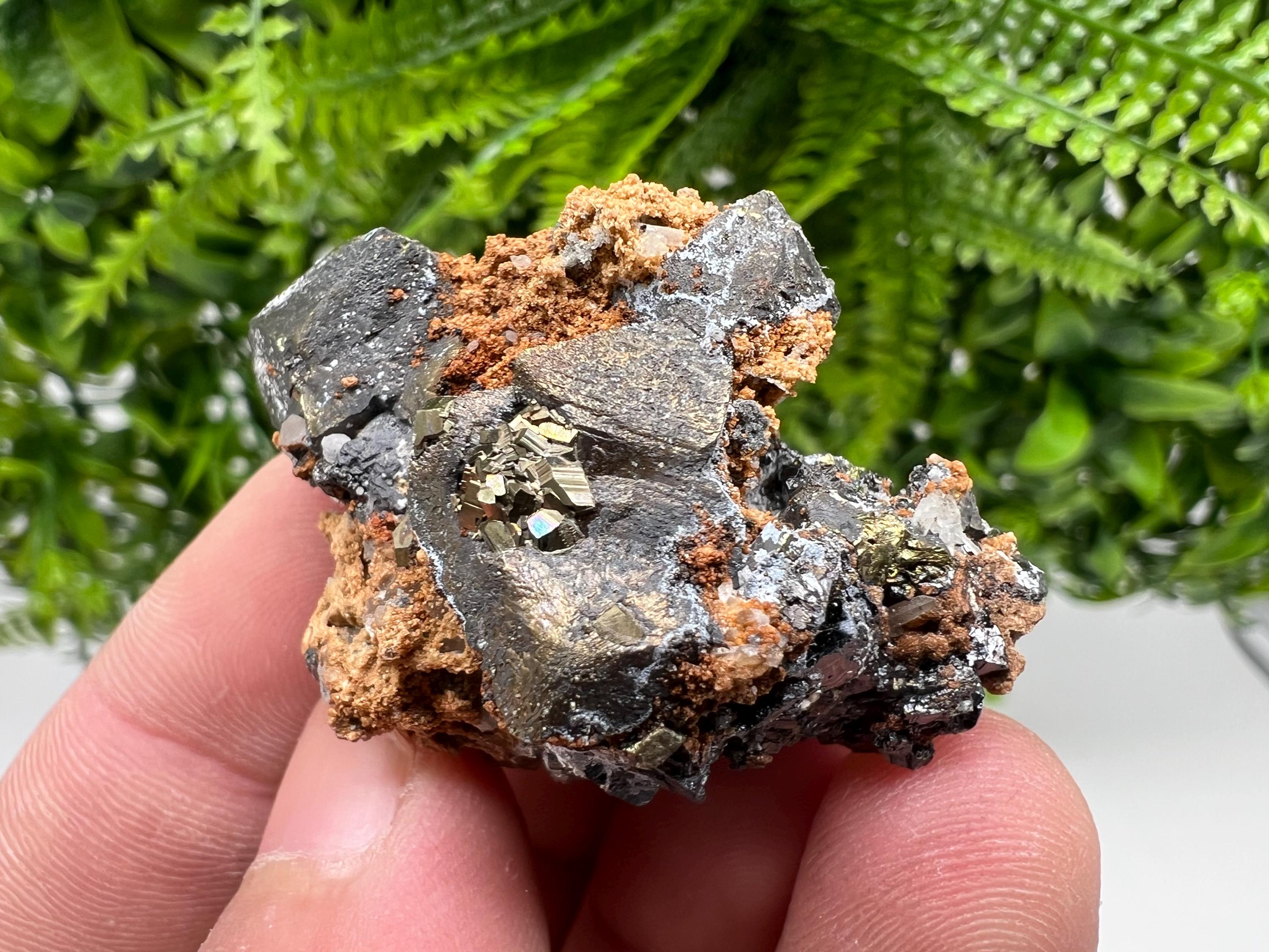 Chalcopyrite with Hematite on Siderite, Bulgaria Mineral Specimen