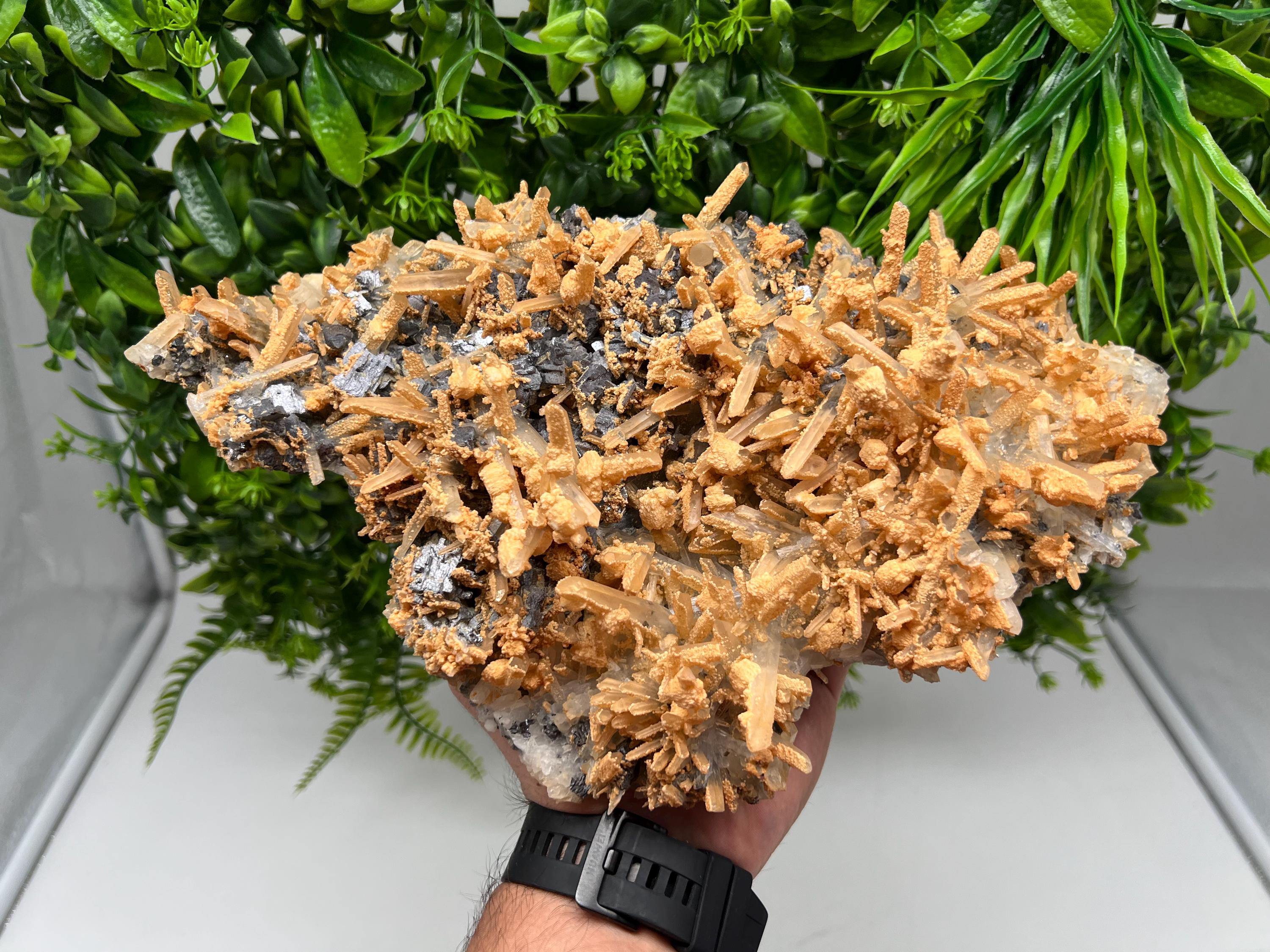Collection Skeleral GALENA on Transparent Quartz whit Brown Calcite,natural,collectibles mineral specimen,home decor stone,gift,collection