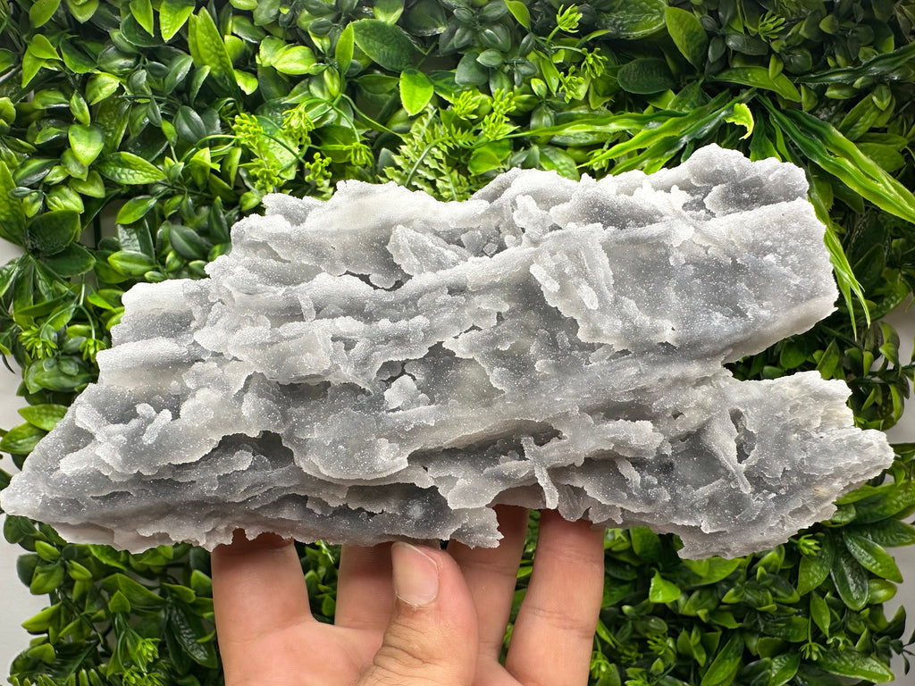 Blue Chalcedony Quartz with Chlorite Inclusions, Bulgaria Crystal Decor Stone