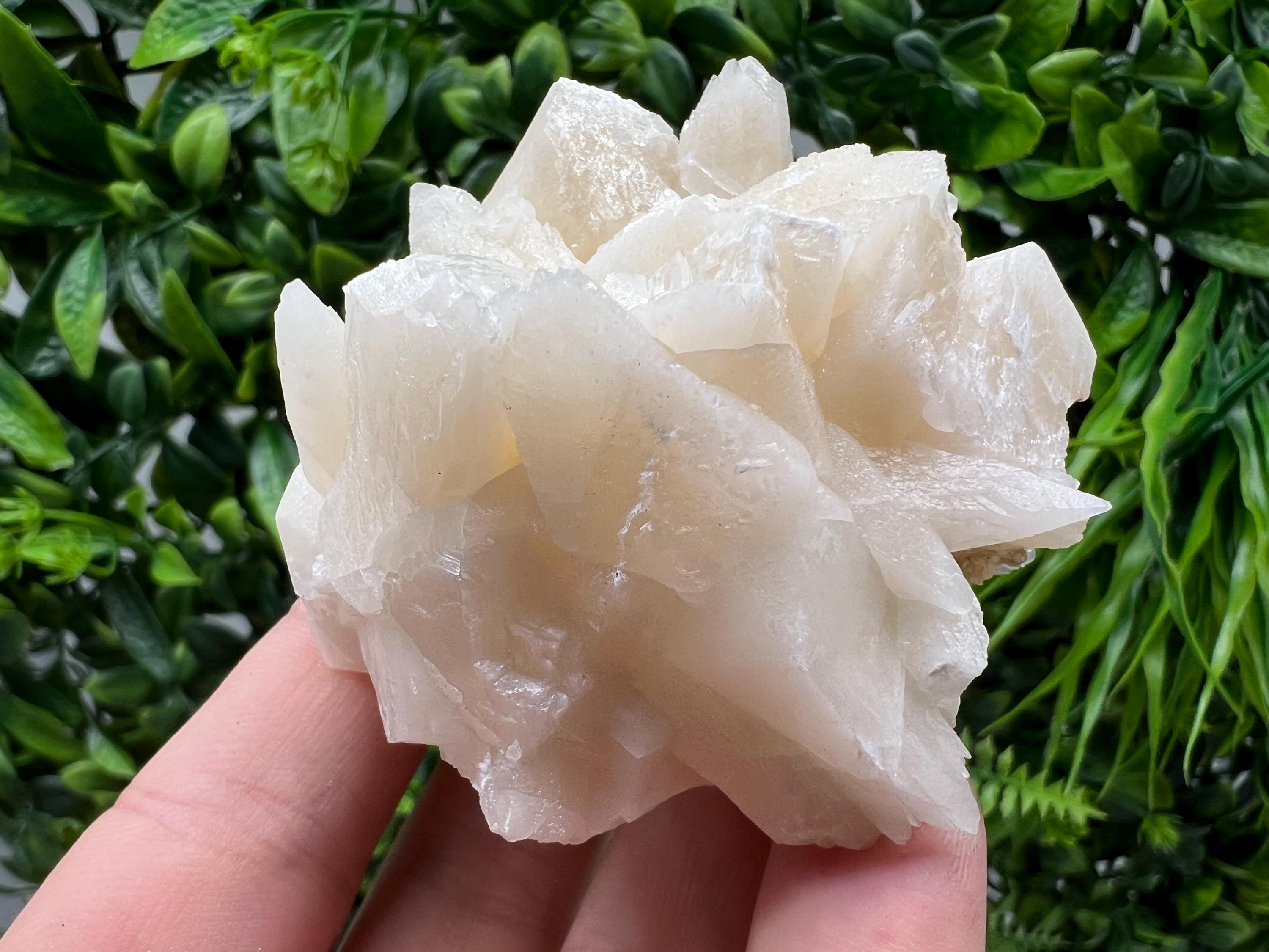 Calcite on Green Quartz: Djurcovo Mine, Bulgaria Healing Crystal