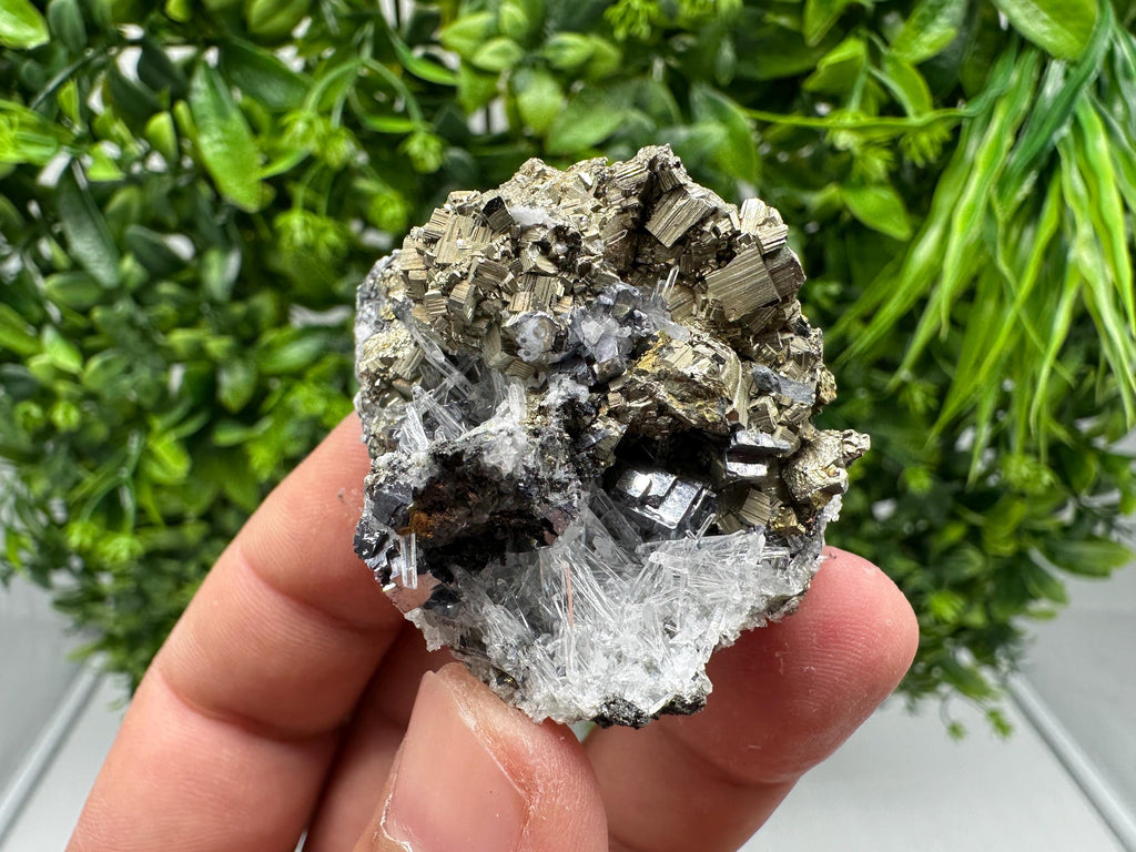 Rainbow Pyrite with Quartz: Natural Mineral Souvenir, Bulgaria