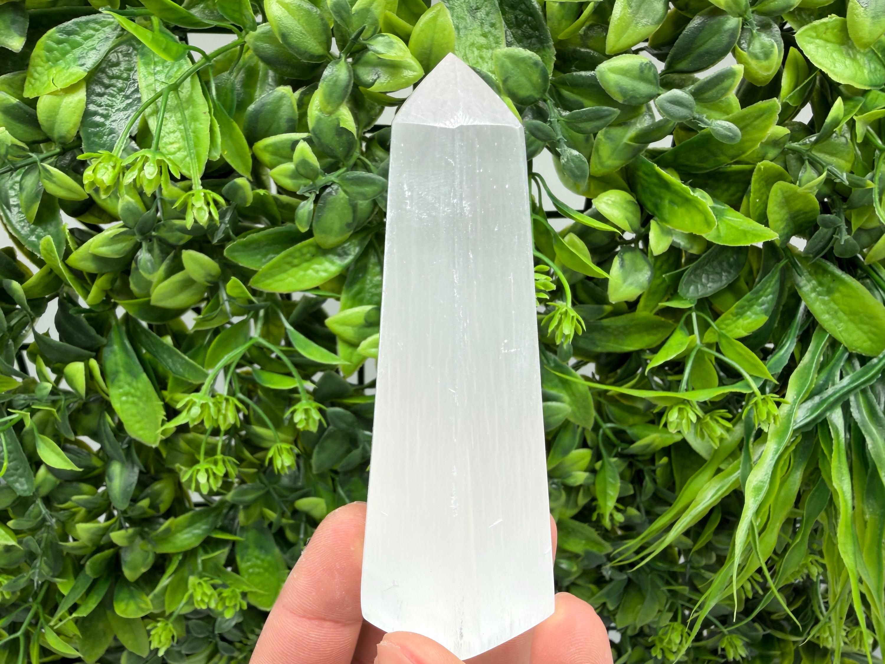 Selenite Tower Obelisk – Polished Crystal for Energy Cleansing, Meditation, Altar Decor