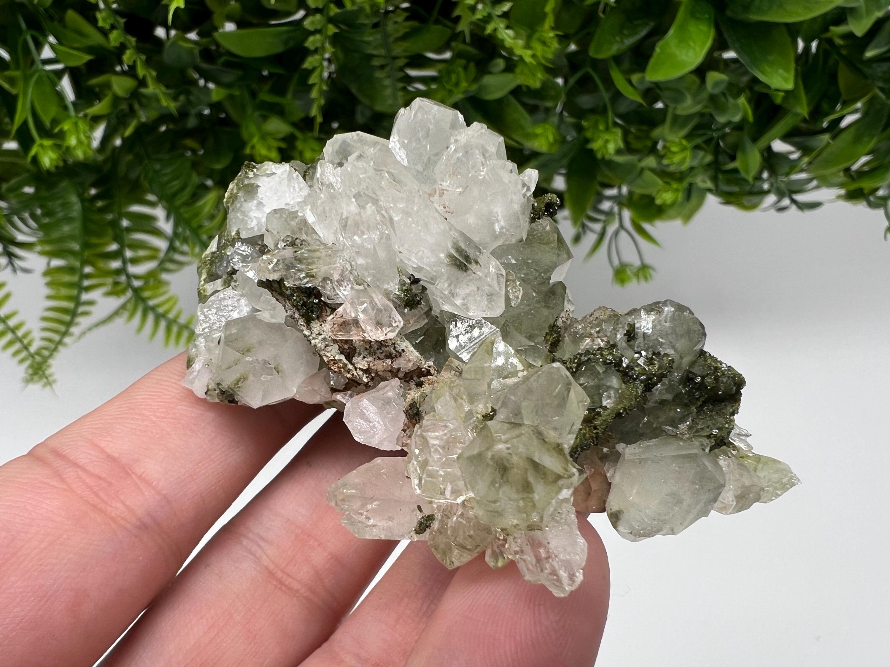 Green Epidote with Quartz Crystals - Extremely Sparkly with Rainbows,souvenirs collection stone,gift,decor, Eastern Anatolian, Turkey