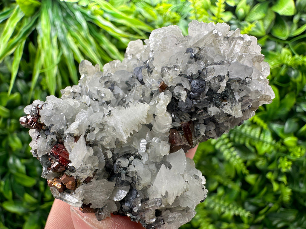 Pyrite Calcite on Quartz Crystal: Borieva Mine, Bulgaria