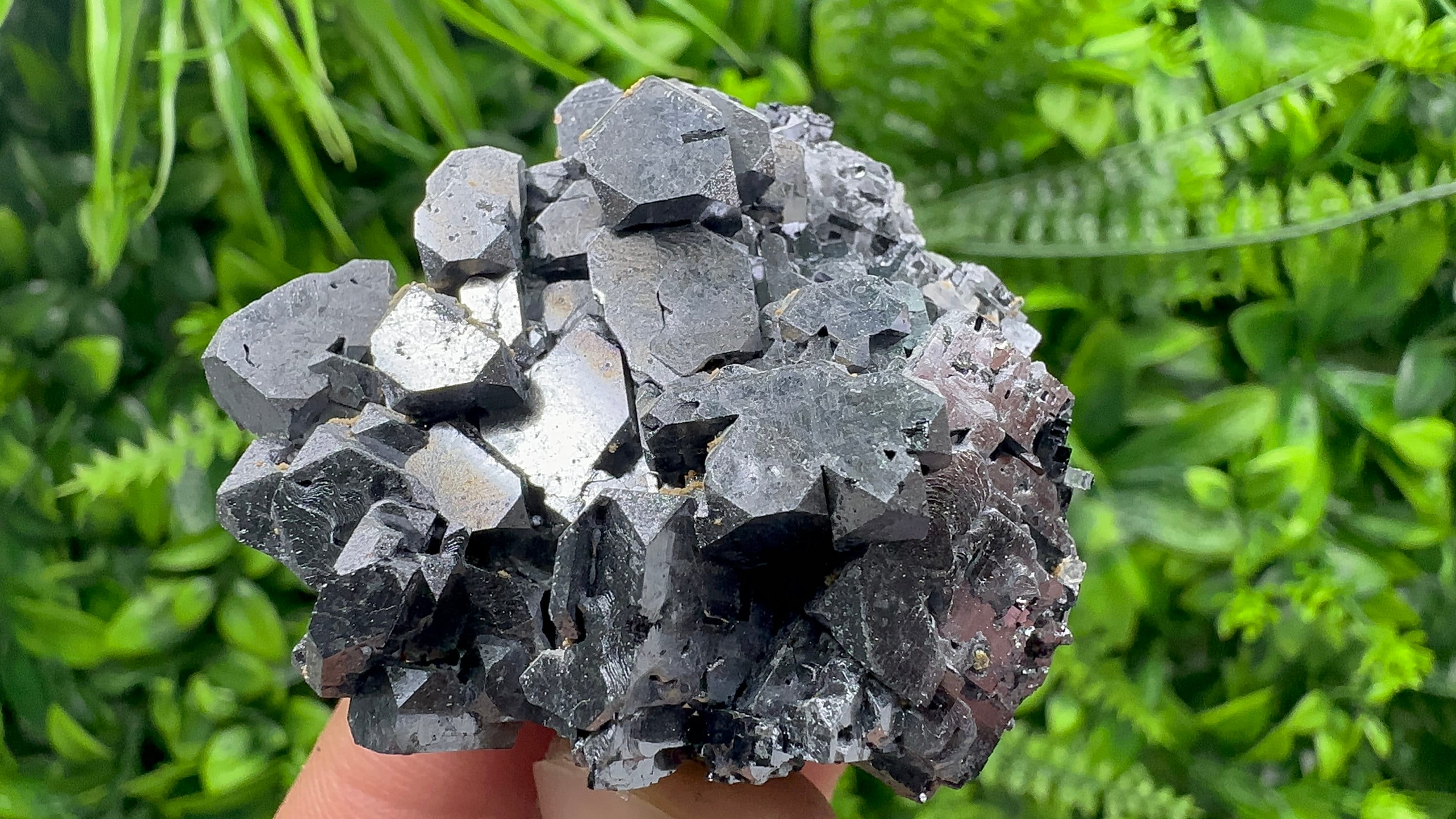 Shiny Galena Cluster with Siderite and Quartz, Bulgaria Mineral Specimen