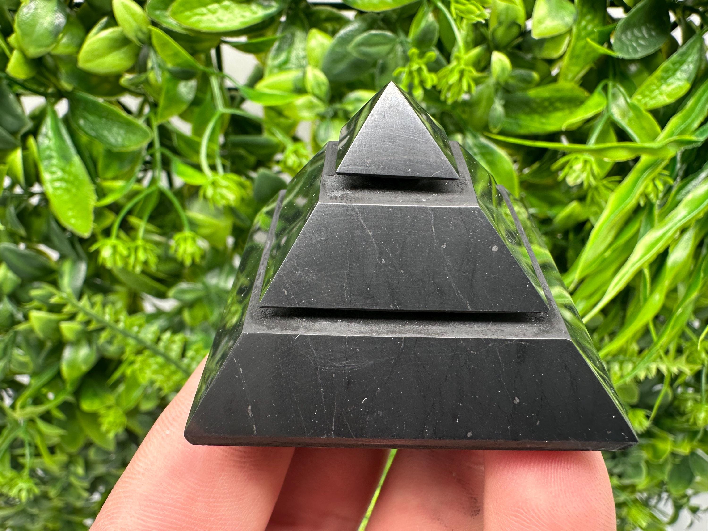 Polished Shungite Pyramid: EMF Protection, Sacred Geometry (5cm)