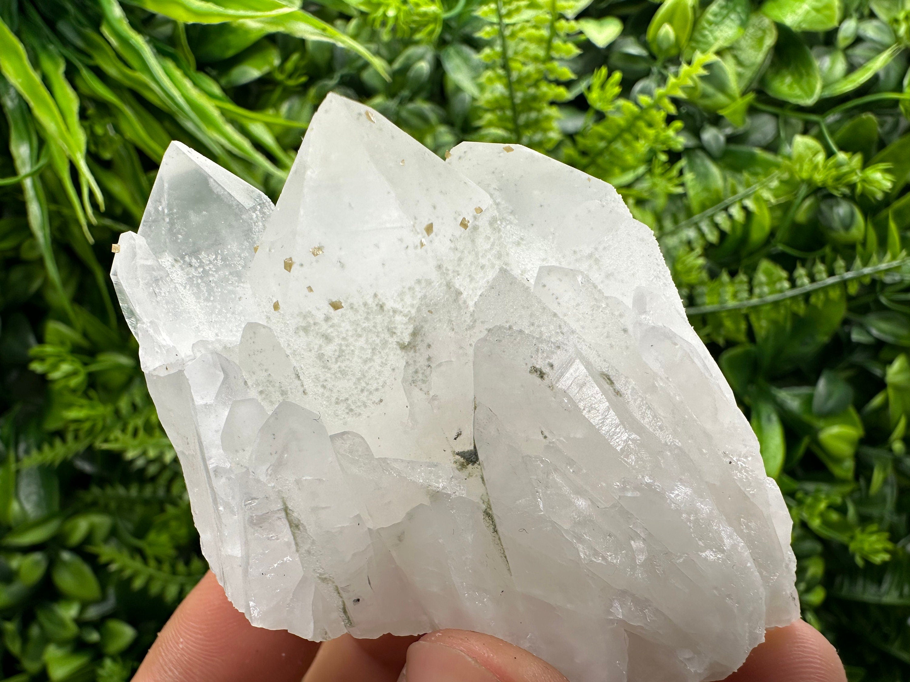 Quartz Cluster with Rhodochrosite and Chlorite Inclusions