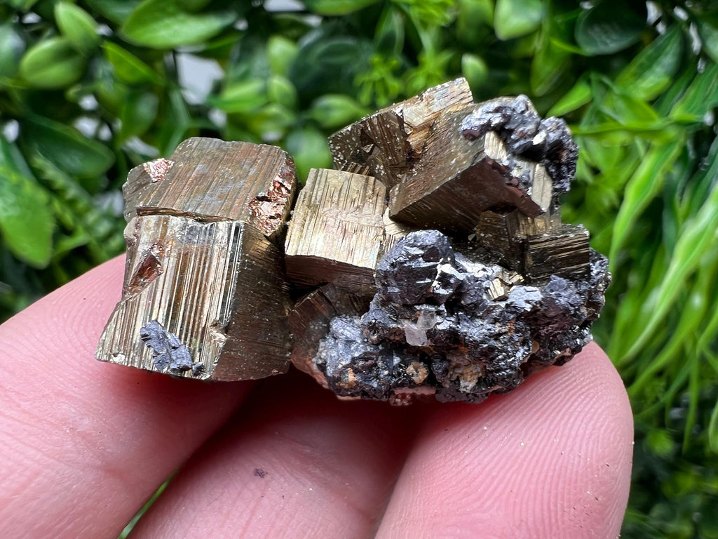 Rainbow Pyrite with Calcite, Natural Mineral Specimen, Bulgaria