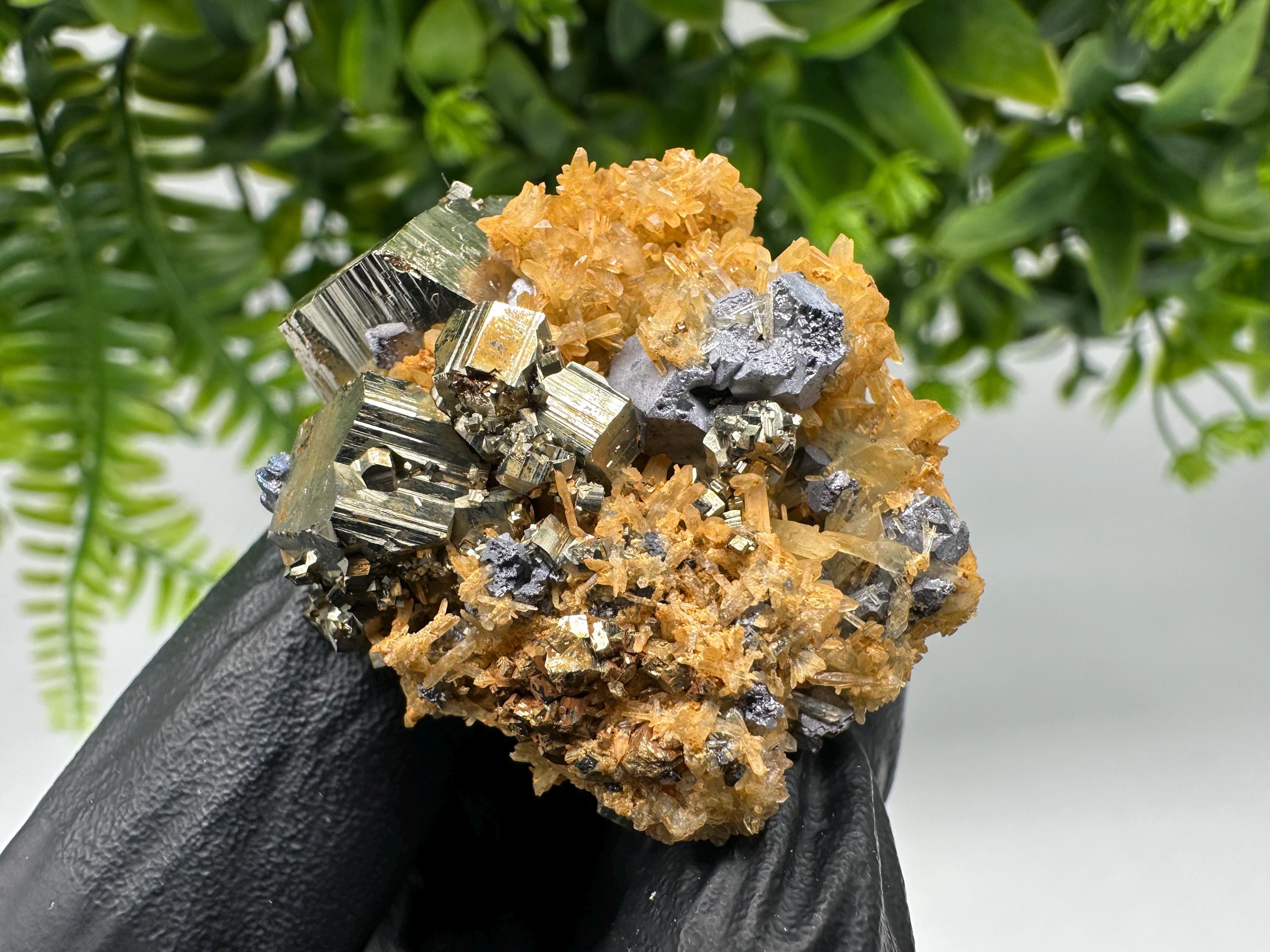 Quartz with Pyrite,Galena,iron oxide Specimen: Borieva Mine Crystal Decor