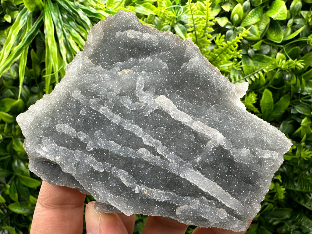 Blue Chalcedony Quartz with Chlorite Inclusions: Home Decor Crystal