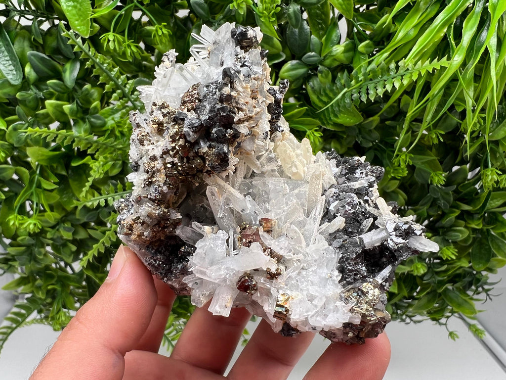 Wonderful Rainbow Pyrite on Quartz whit Oxide,natural minerals souvenir crystal,home decor,collection stone,rare minerals,Borieva Bulgaria