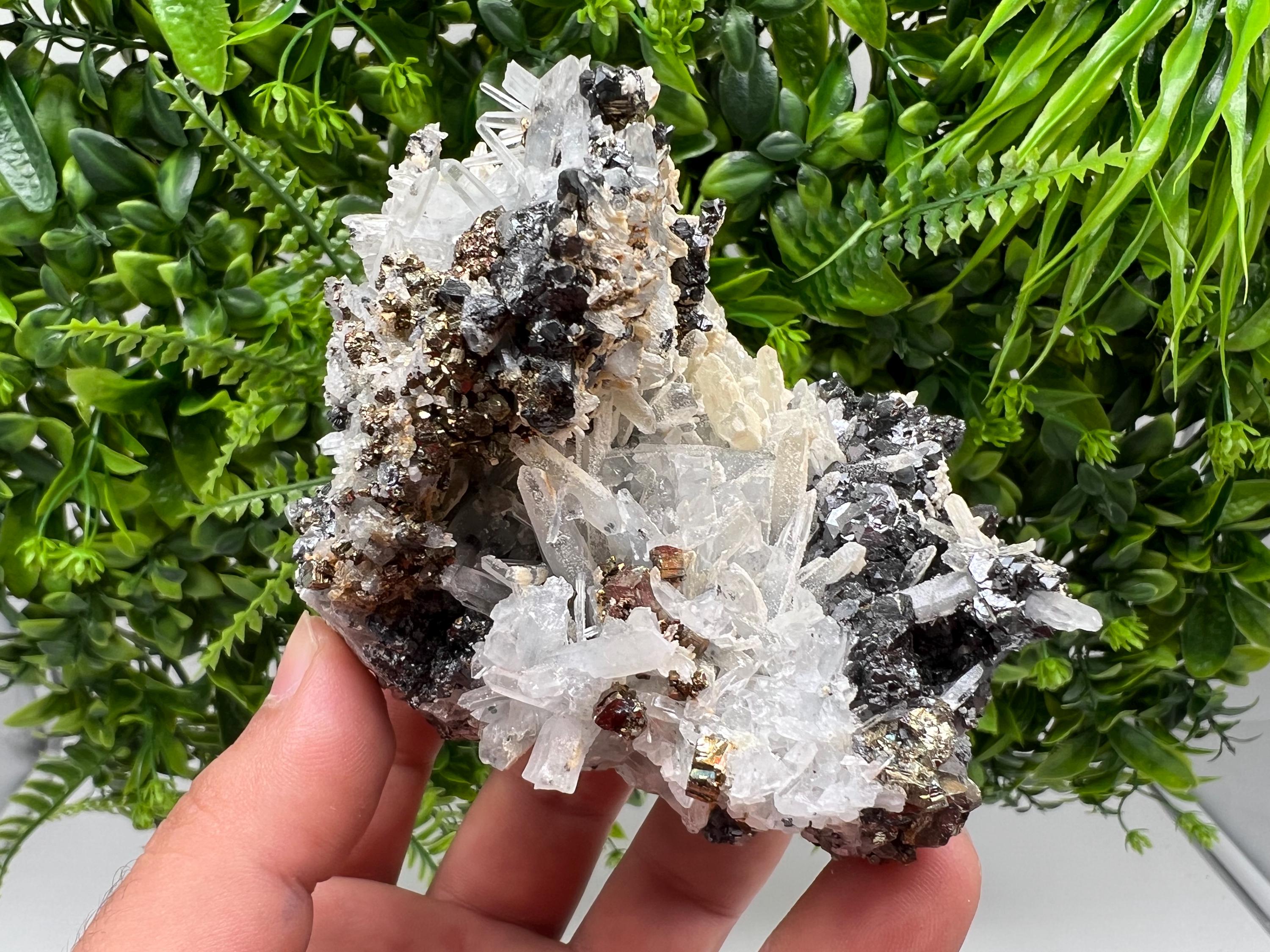 Wonderful Rainbow Pyrite on Quartz whit Oxide,natural minerals souvenir crystal,home decor,collection stone,rare minerals,Borieva Bulgaria