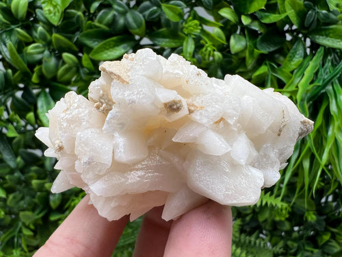 Calcite on Green Quartz: Djurkovo Mine, Bulgaria Healing Crystal