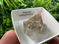 Green Fluorite Cube: Raw Meditation Stone, Vintage Crystal