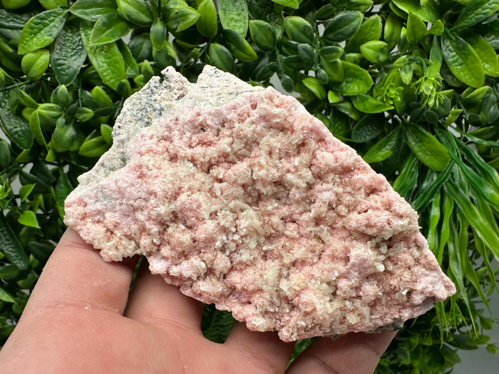 Rhodochrosite on Quartz: Pink Mineral Specimen, Starnica Mine