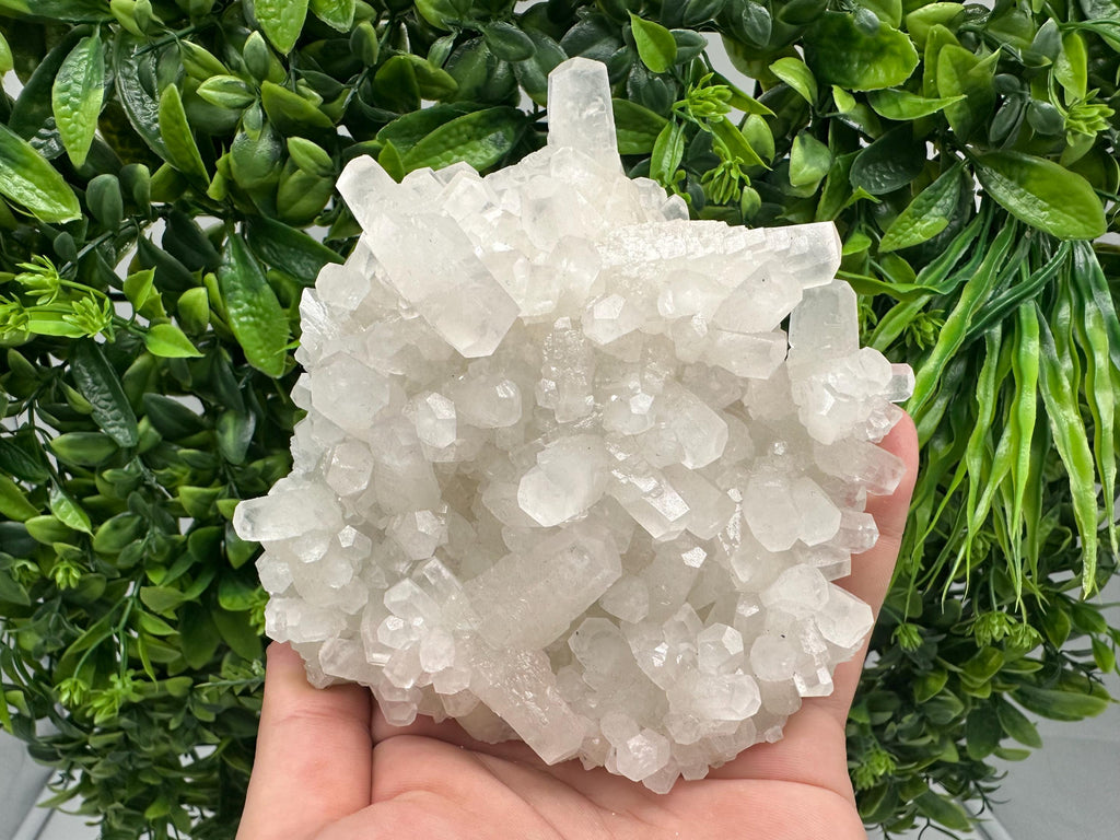 Calcite on Green Quartz: Djurcovo Mine, Bulgaria Healing Crystal
