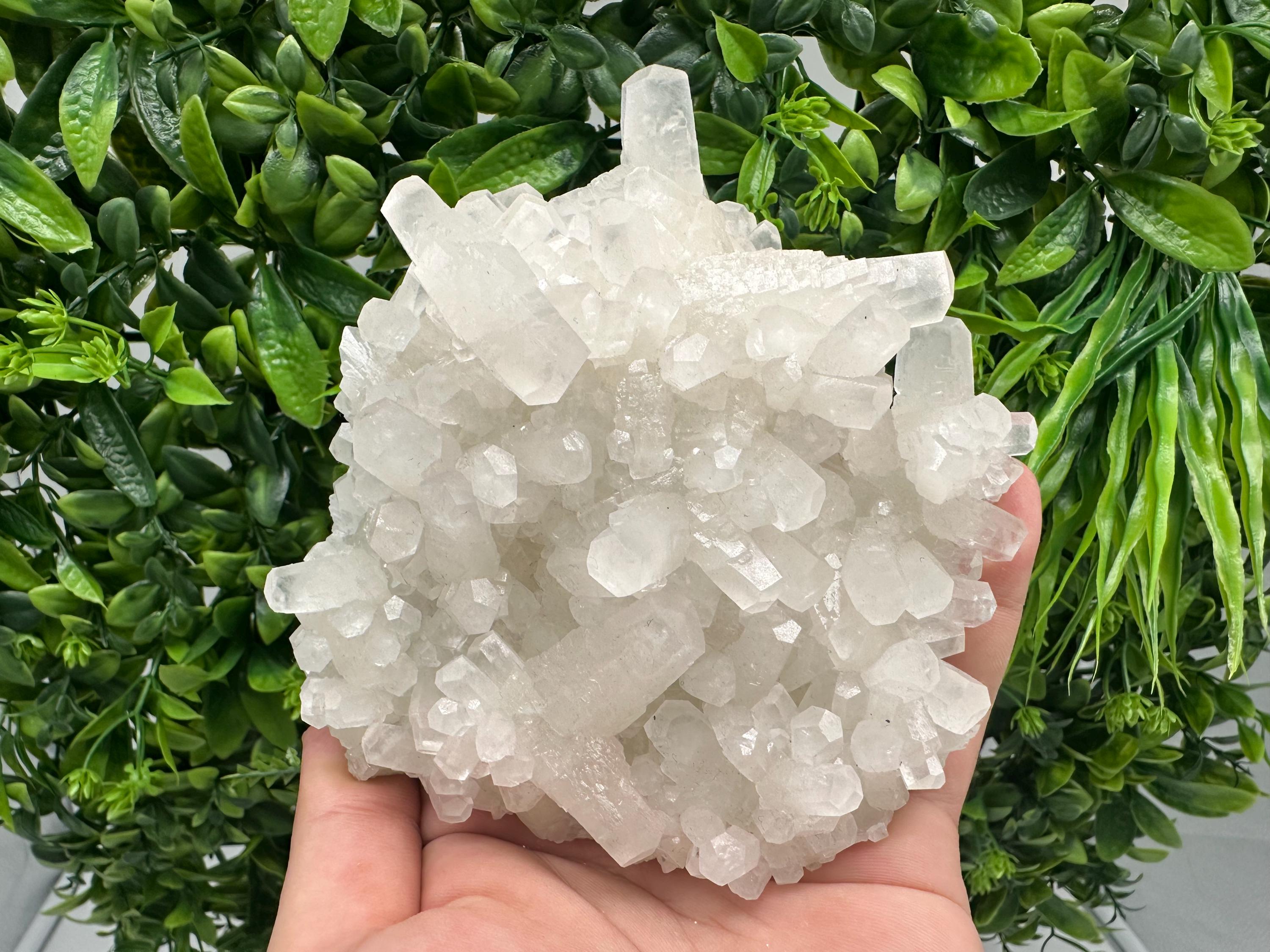 Calcite on Green Quartz: Djurcovo Mine, Bulgaria Healing Crystal