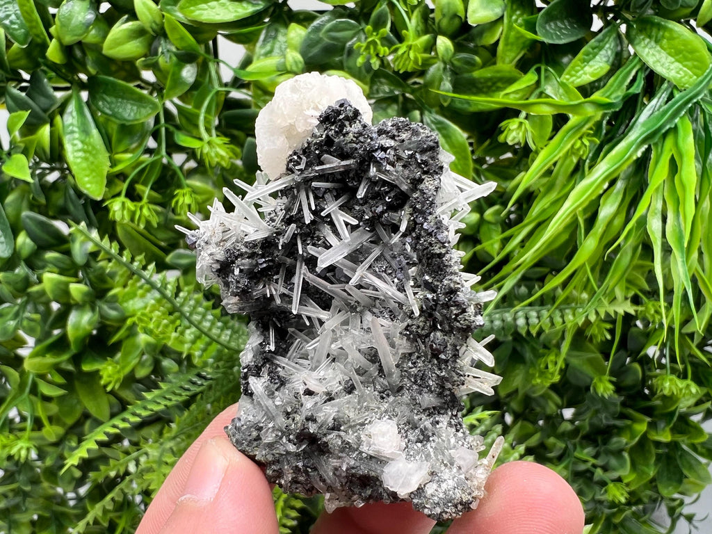 Wonderful Calcite,Sphalerite,Galena on Needle Quartz from Borieva mine,Madan,Bulgaria,natural,collectible mineral specimen,home decor stone