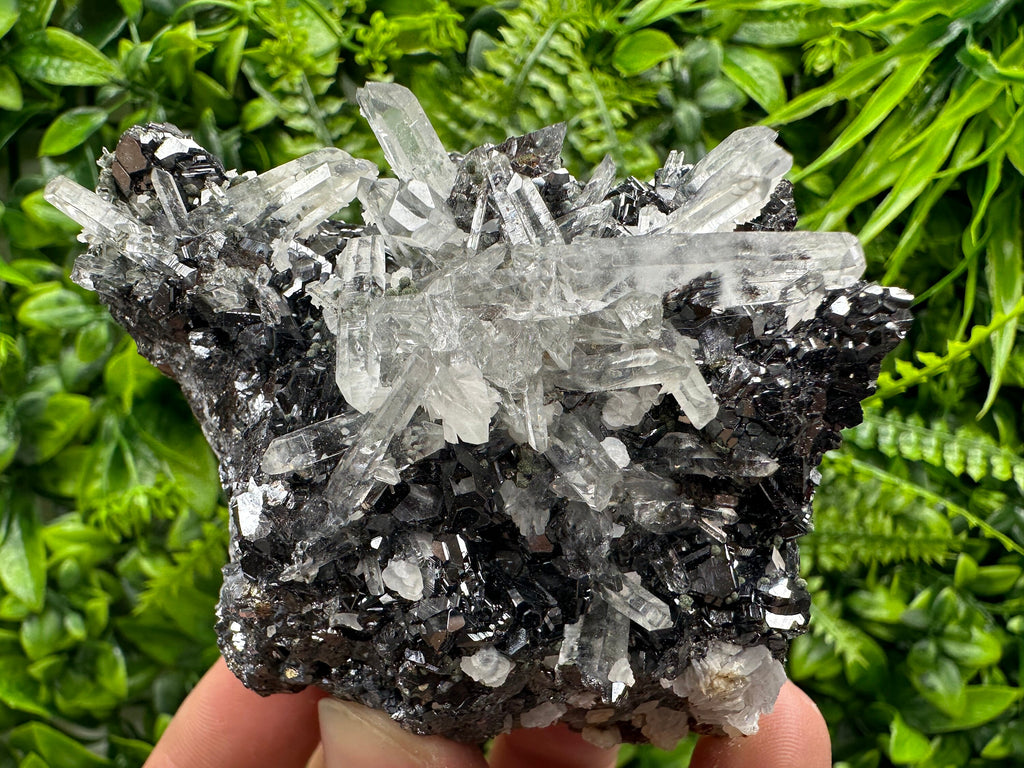 Quartz Calcite on Sphalerite: Natural Crystal Mineral Decor