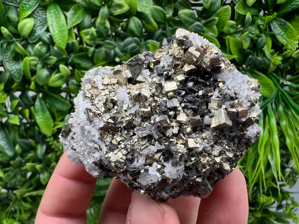 Wonderful Rainbow Pyrite on Quartz whit Oxide,natural minerals souvenir crystal,home decor,collection stone,rare minerals,Borieva Bulgaria