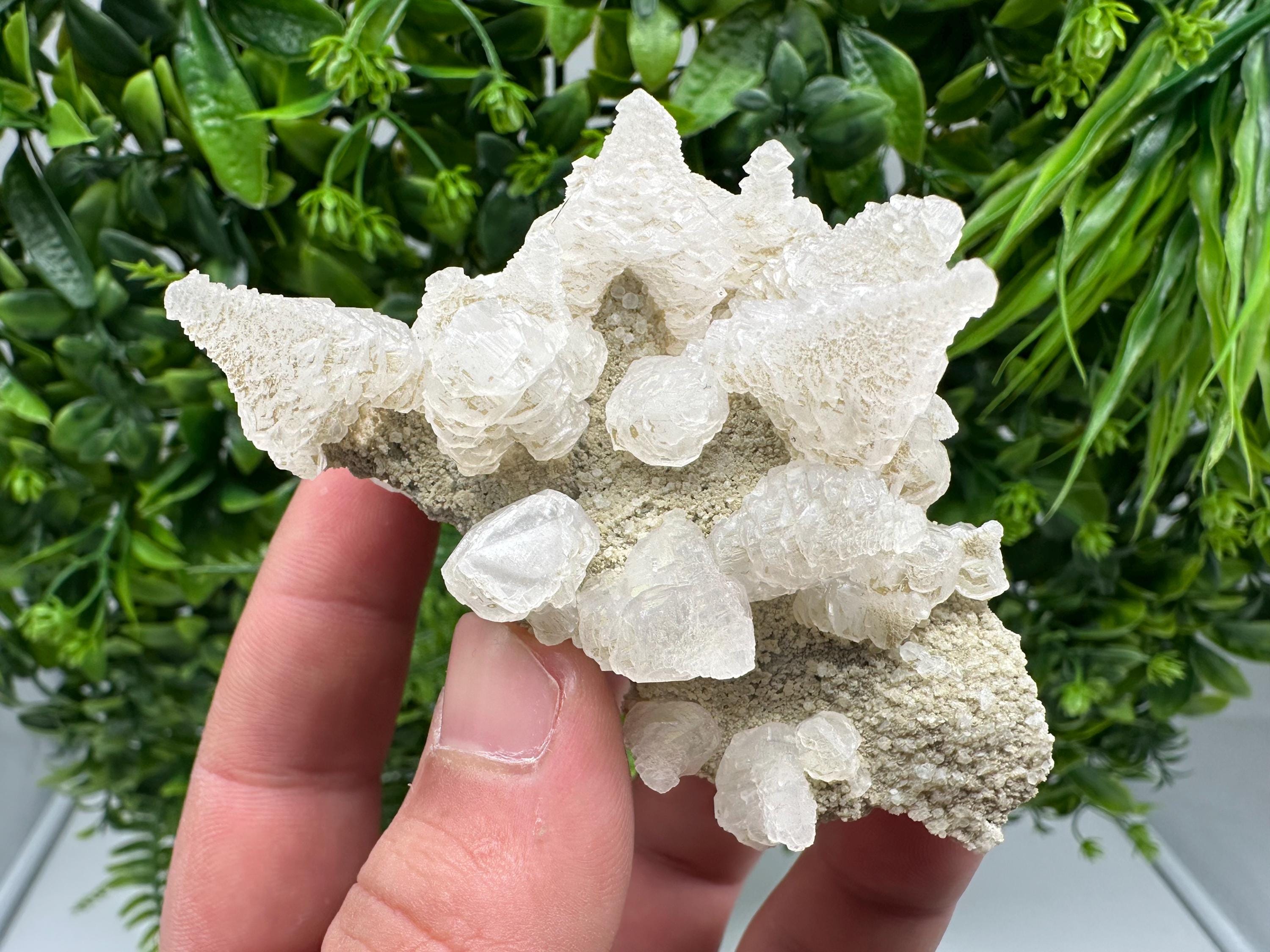 Calcite on Green Quartz: Laki Bulgaria Healing Crystal