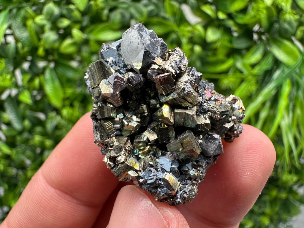 Rainbow Pyrite with Calcite, Natural Crystal Souvenir, Borieva Bulgaria