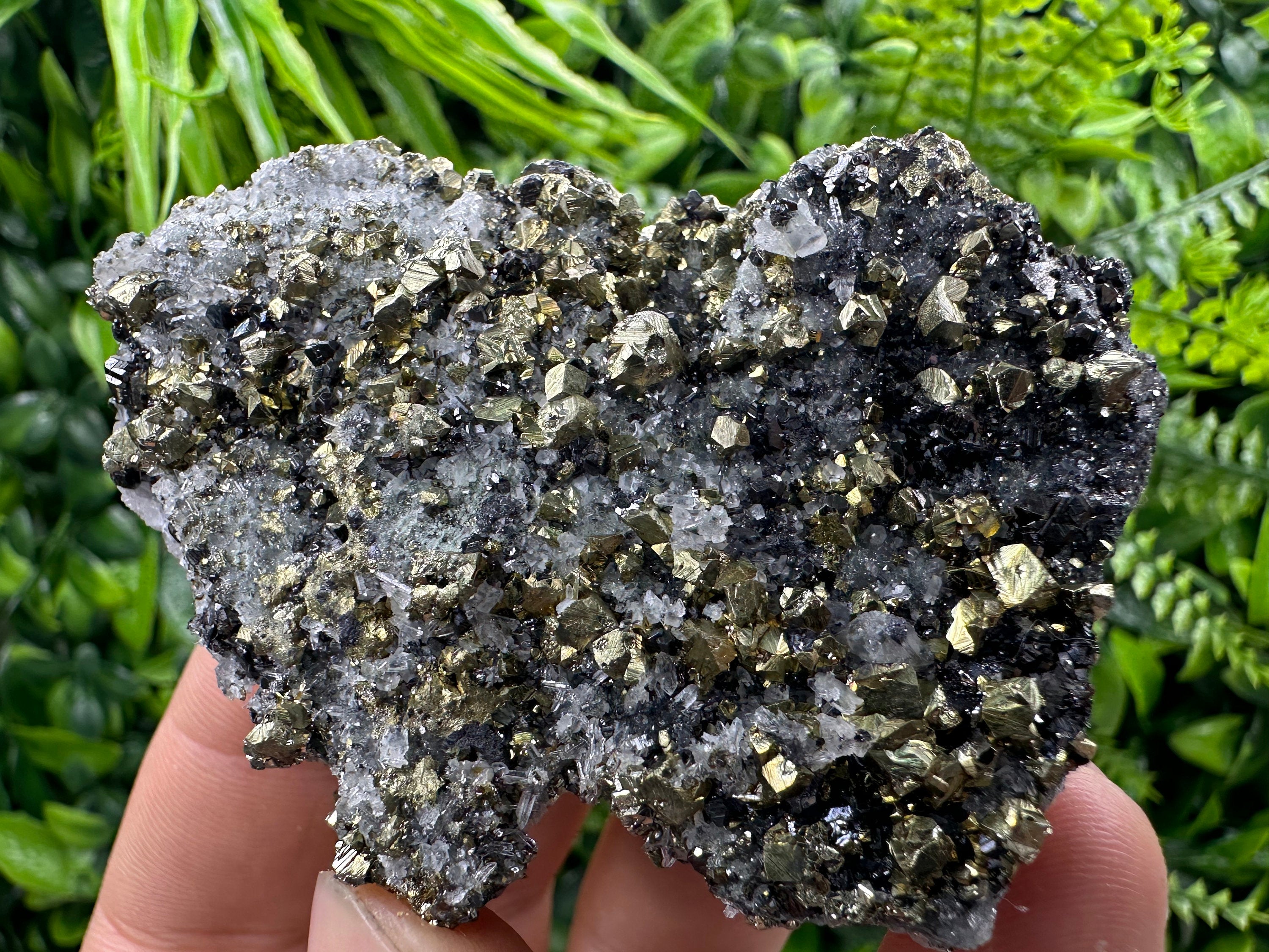 Chalcopyrite with Sphalerite on Quartz, Bulgaria Mineral Specimen