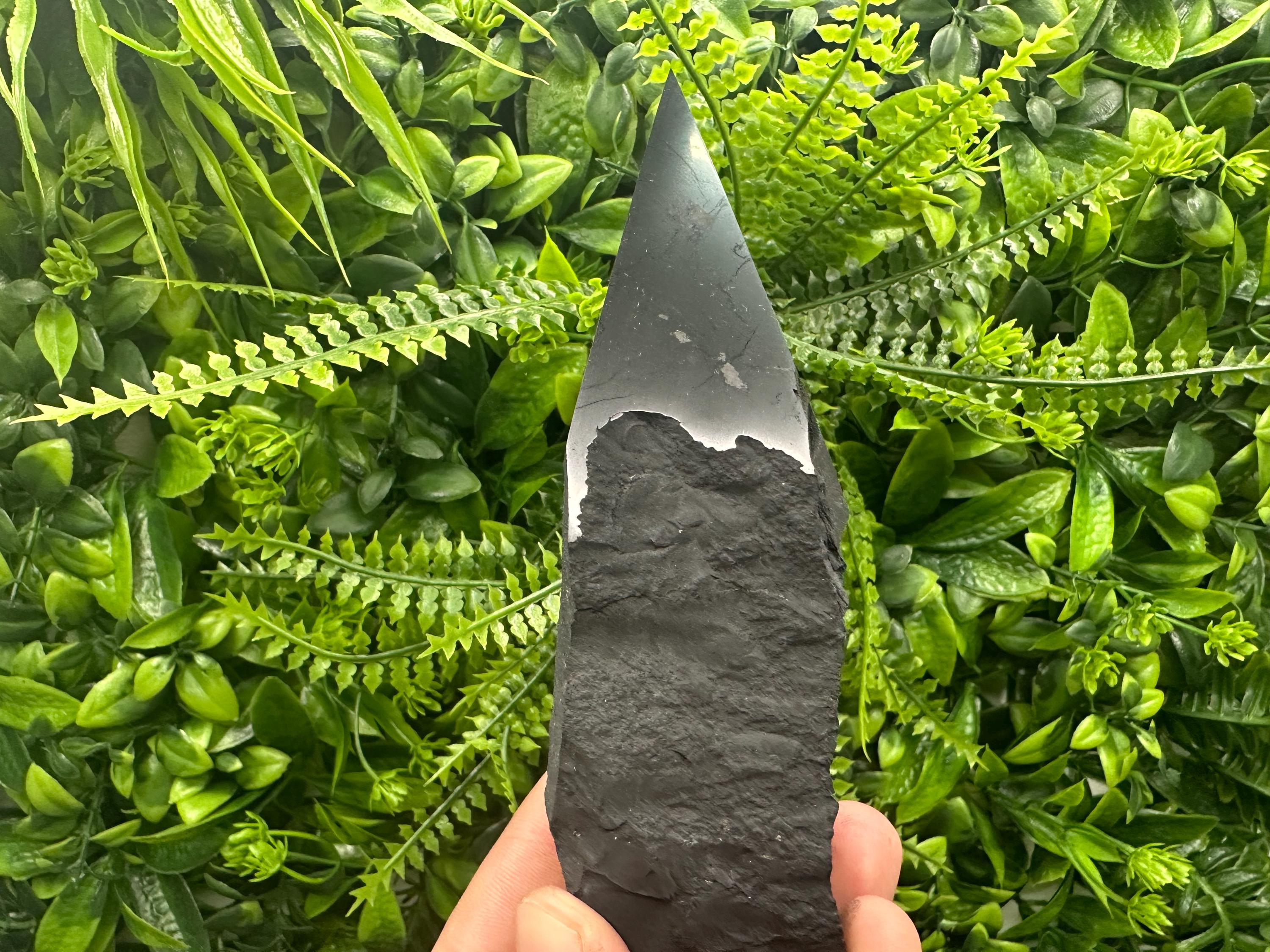12cm Polished Shungite Crystal: EMF Protection Stone
