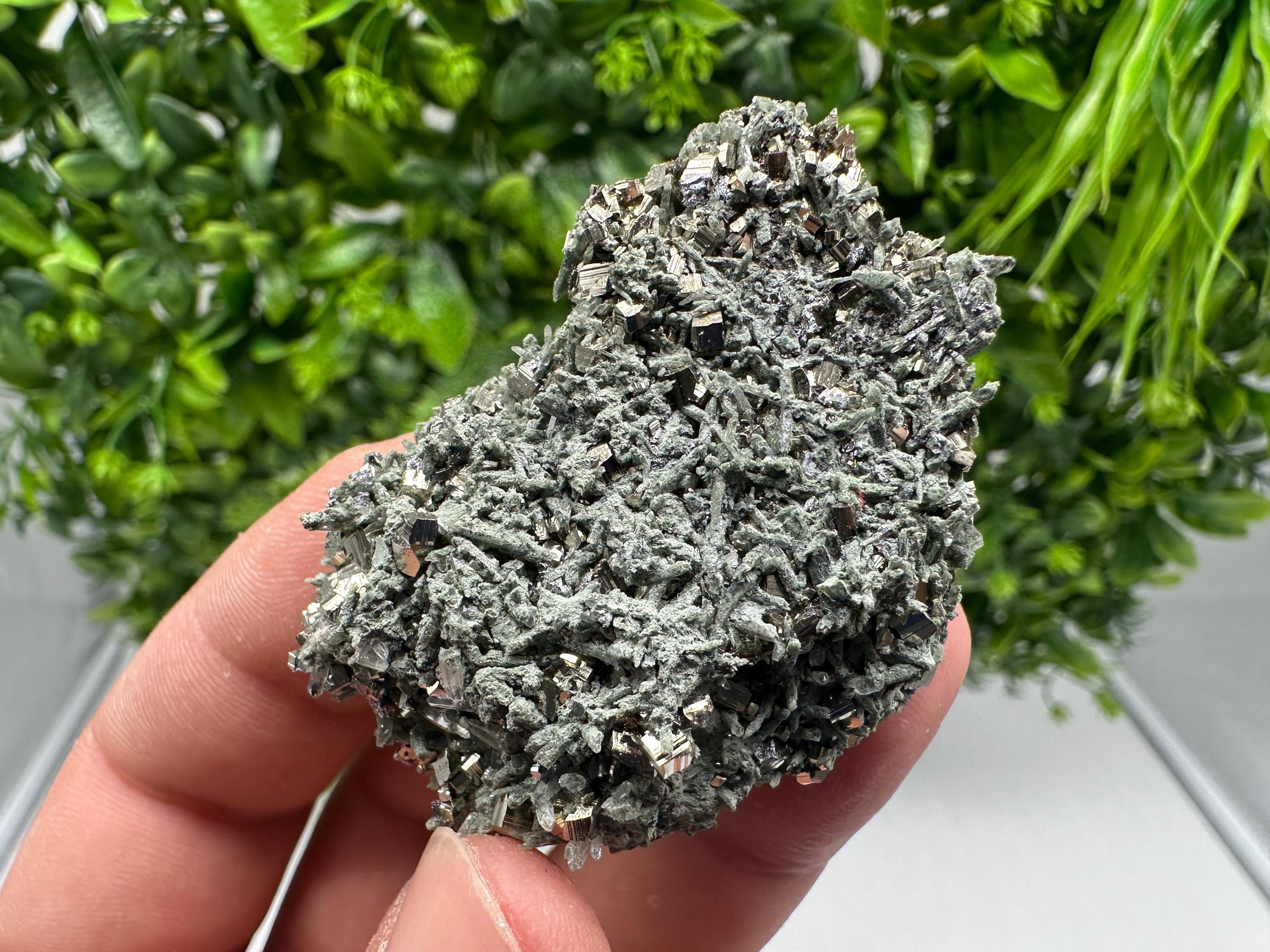 Red Pyrite on Green Quartz, Sphalerite Specimen, Borieva Mine
