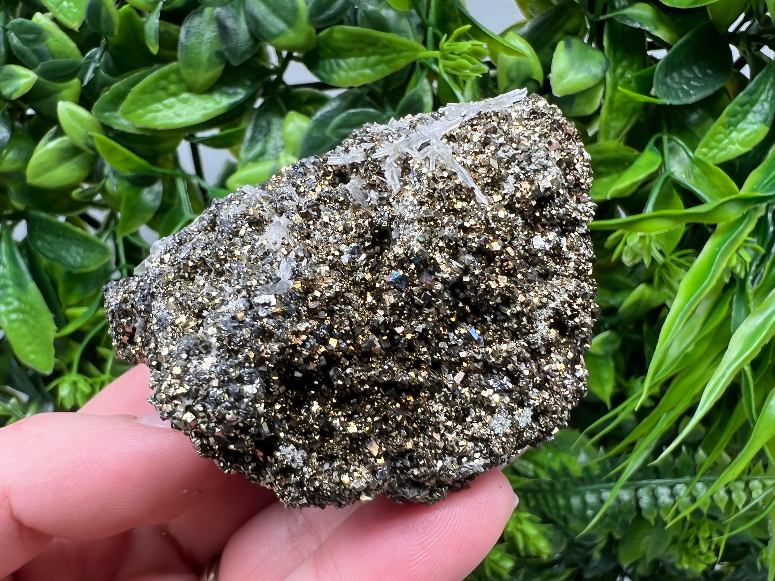 Pyrite on Green Quartz Mineral Specimen, Borieva Mine, Bulgaria