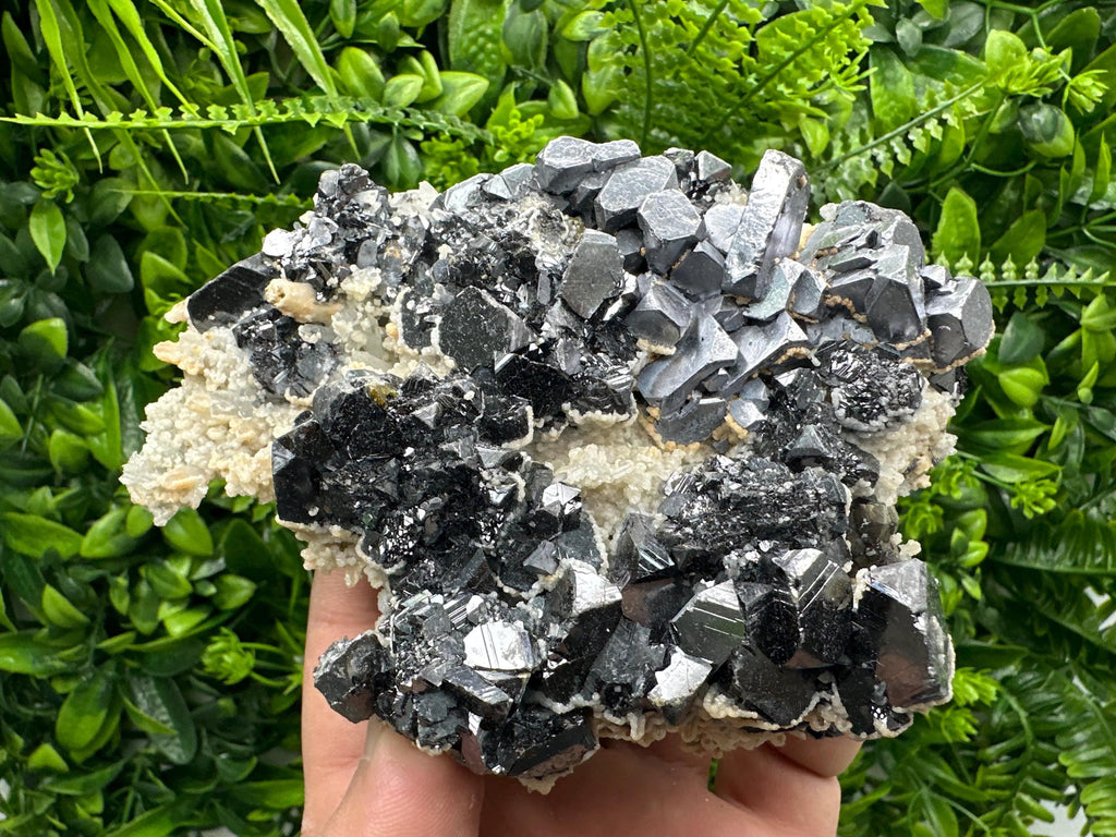 Skeletal Galena, Sphalerite, Quartz, and Calcite Mineral Specimen