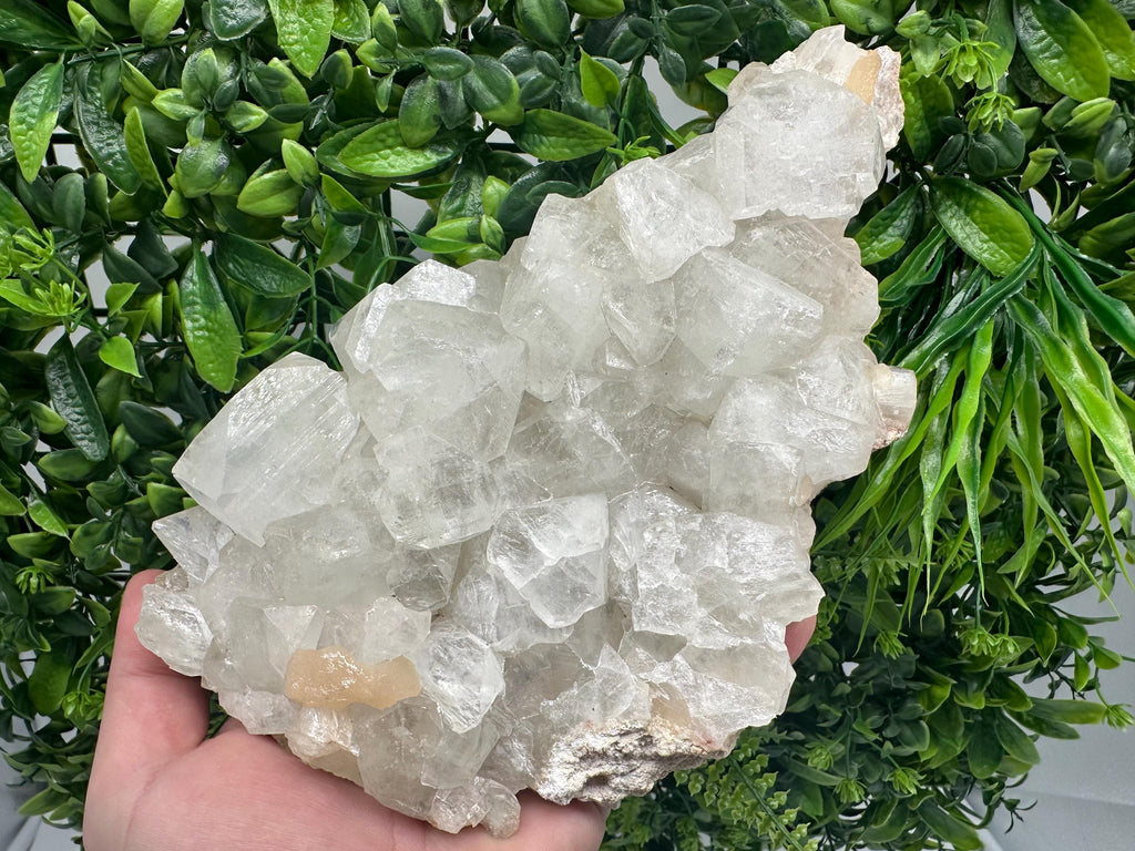 Large Apophyllite Stilbite on Chalcedony, India Mineral Specimen