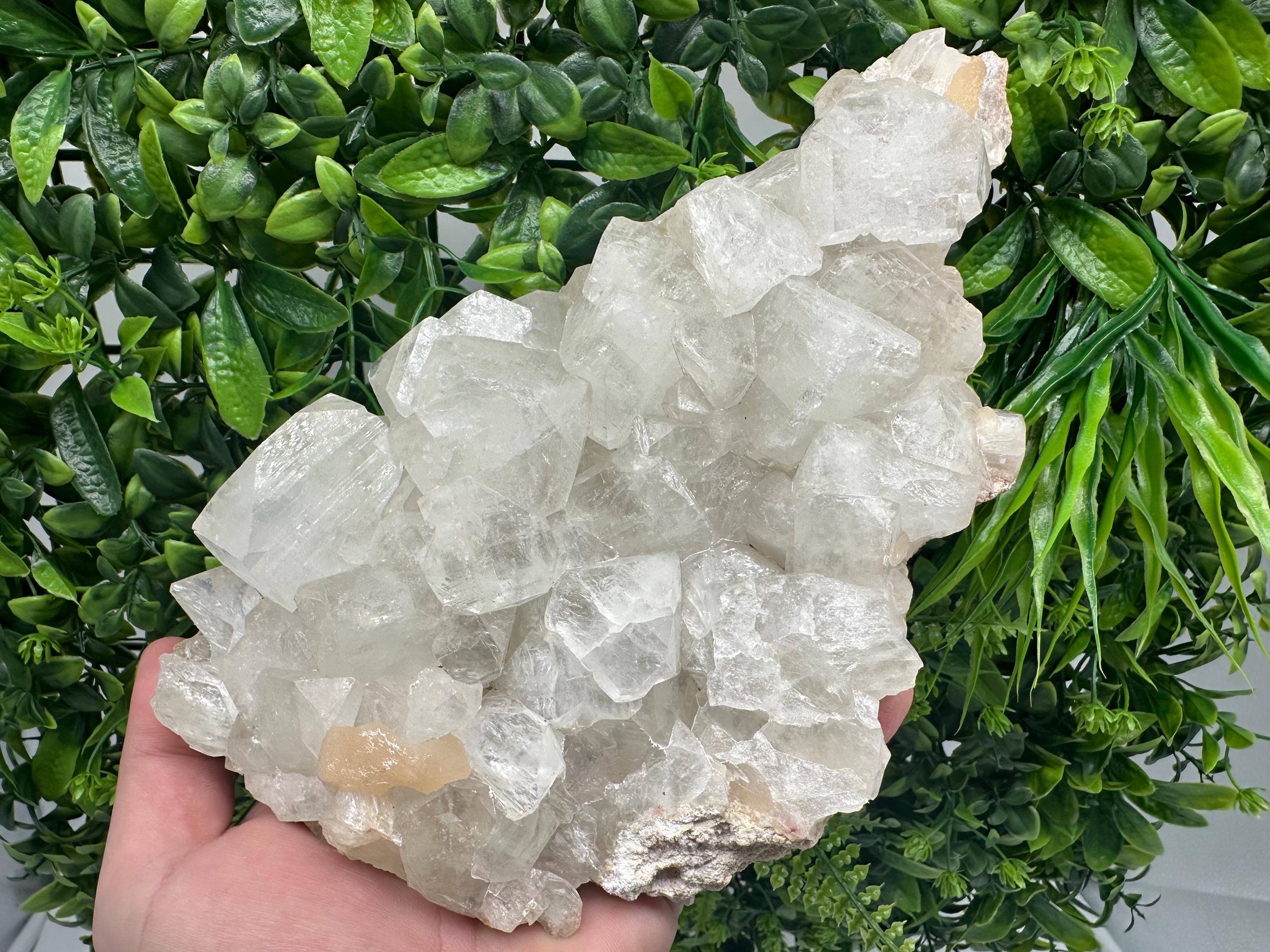 Large Apophyllite Stilbite on Chalcedony, India Mineral Specimen