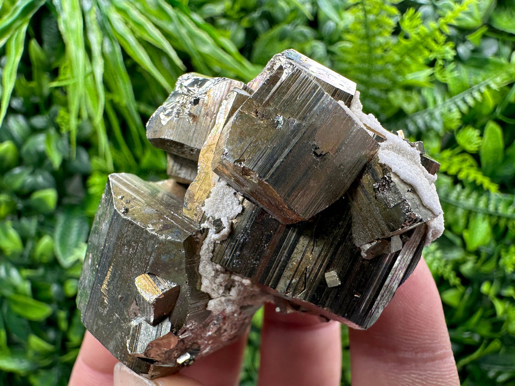 Rainbow Pyrite with Calcite: Natural Mineral Souvenir, Bulgaria
