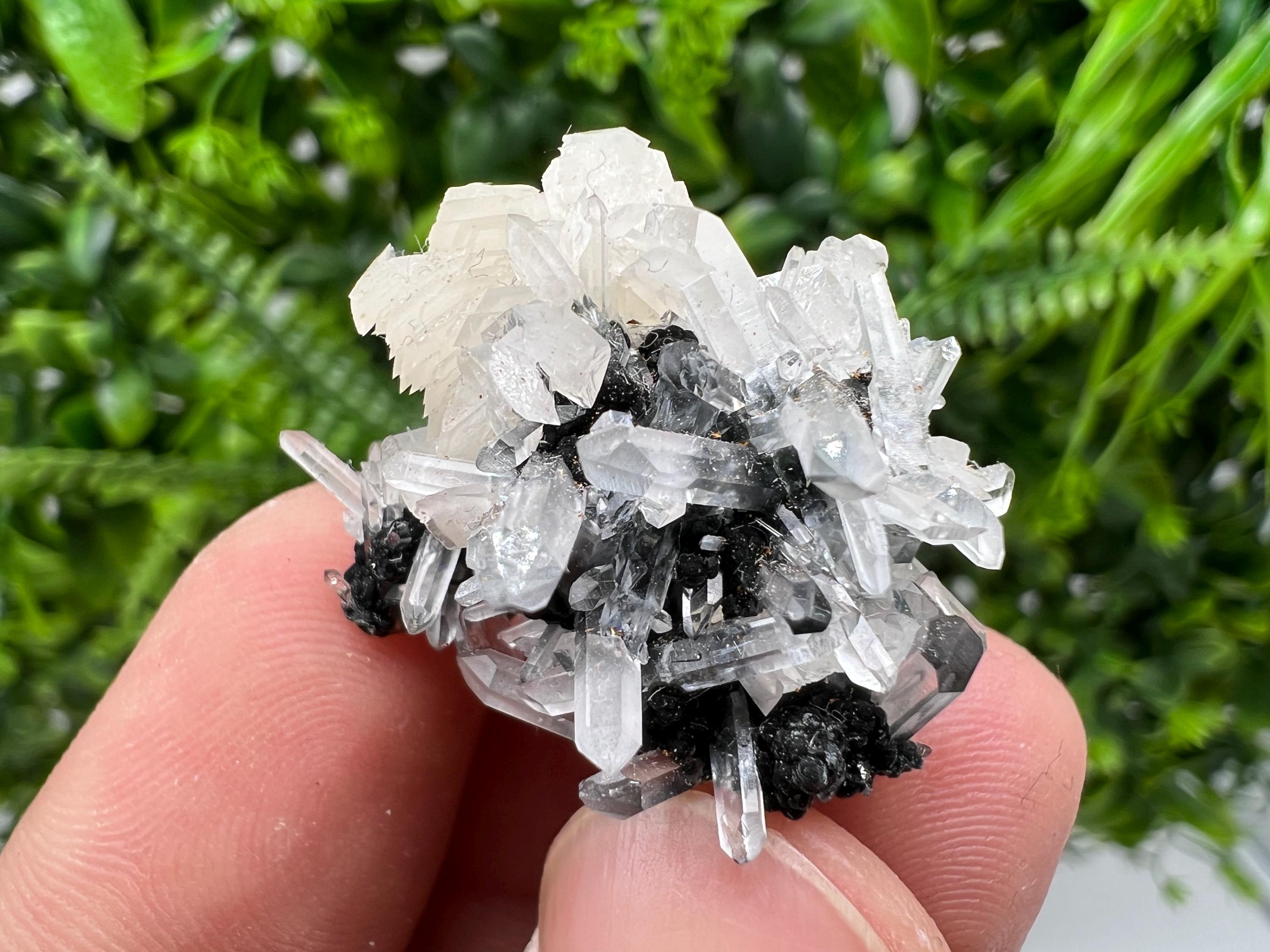 Wonderful Calcite on Quartz white Sphalerite, from Borieva mine,Bulgaria,natural,collection mineral specimen,Home decor crystal,gift,healing