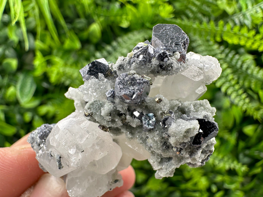 Galena Chalcopyrite on Calcite and Quartz, Borieva Bulgaria
