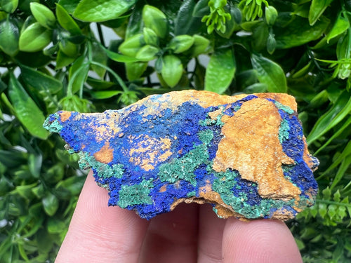 Azurite Malachite Mineral Specimen: Moroccan Blue-Green Crystal, Collector Stone