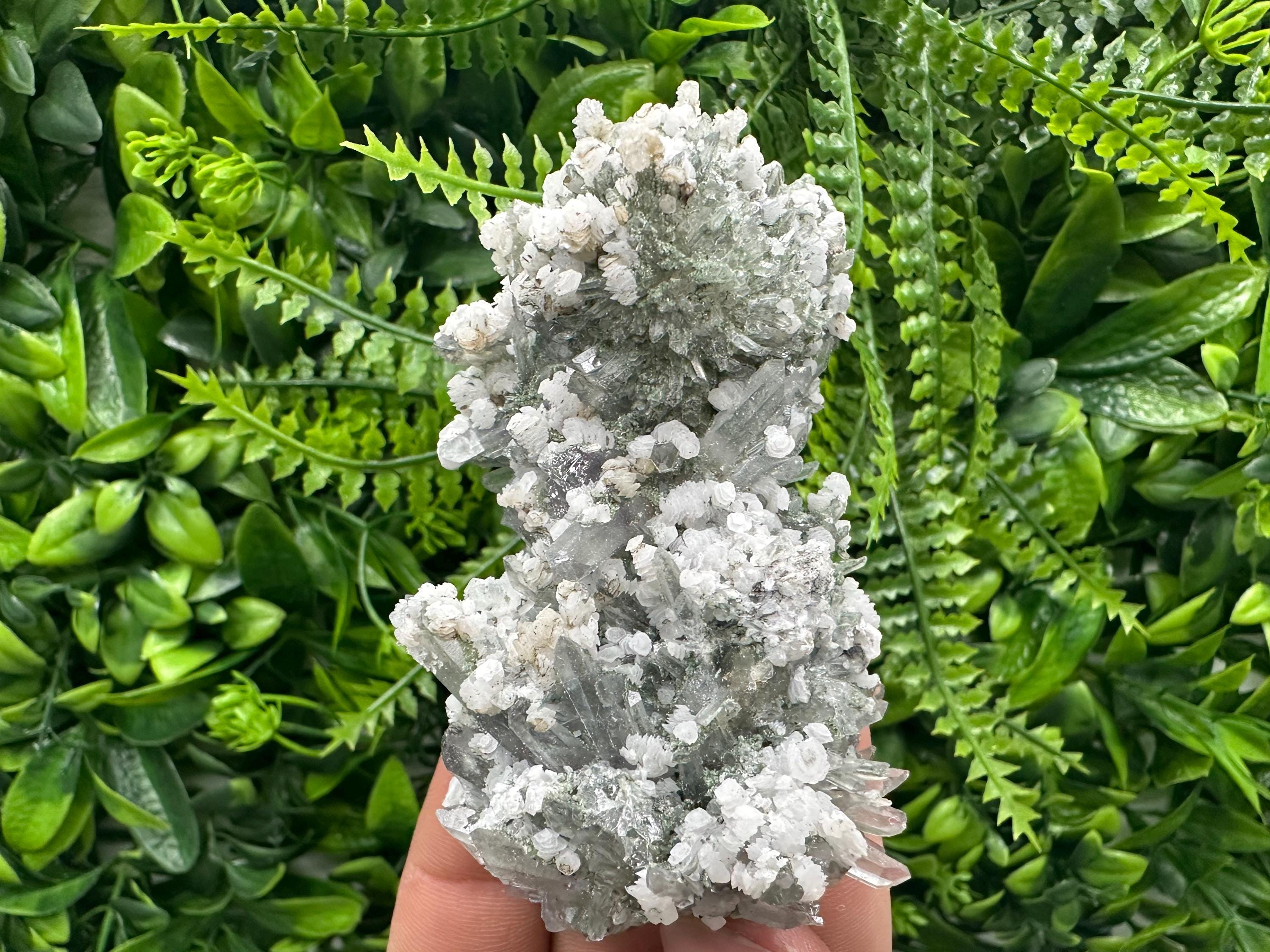 Calcite on Quartz with Amethyst and Chlorite, Djurcovo Mine, Bulgaria