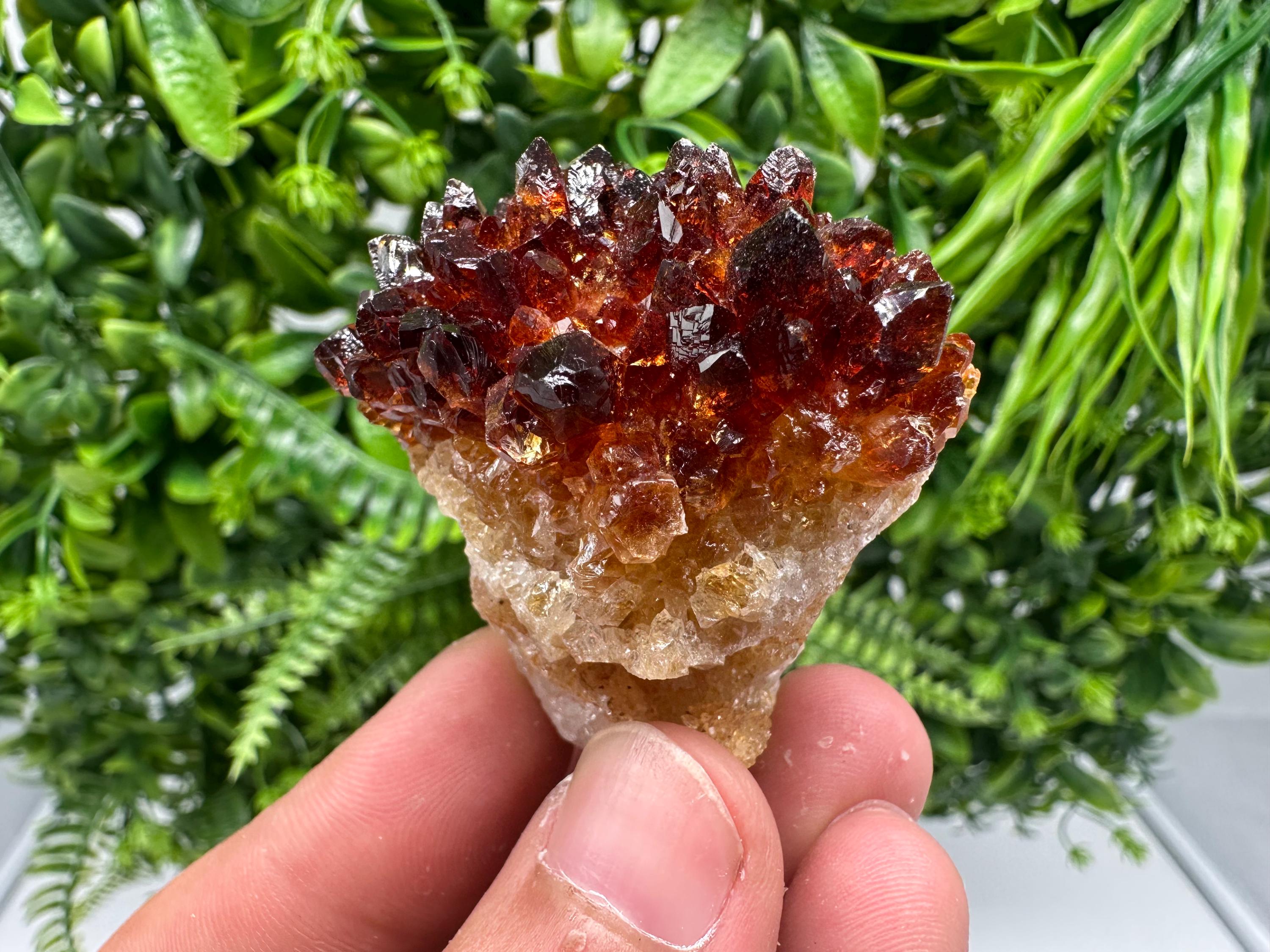 Citrine Crystal Cluster with Hematite Inclusions: Natural Phantom Mineral