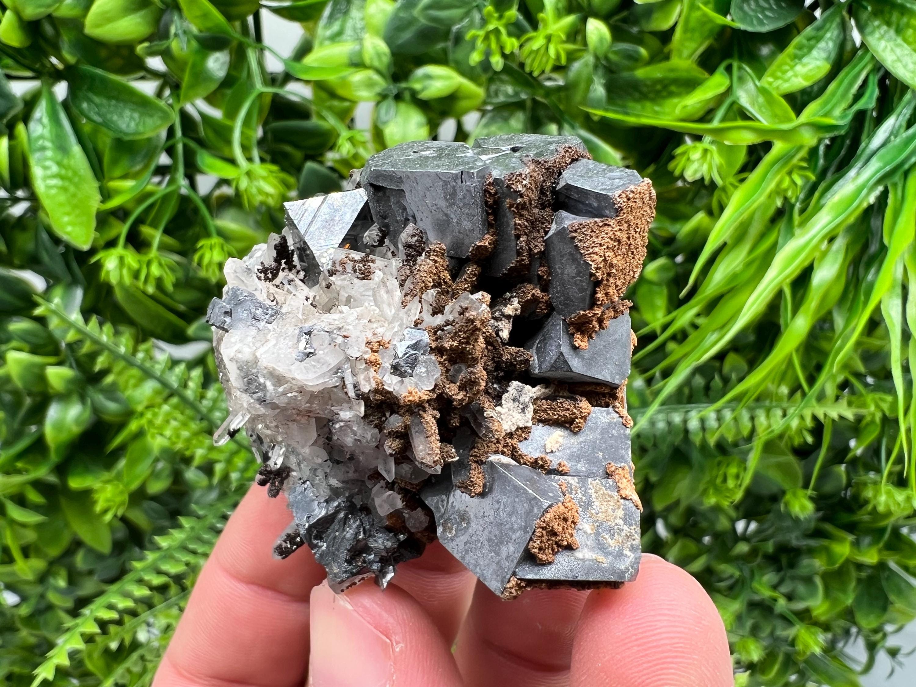 Stunning Galena,Sphalerite on Quartz whit Siderite from 9 th September mine,Madan,Bulgaria,Natural,collectible mineral specimen,home decor