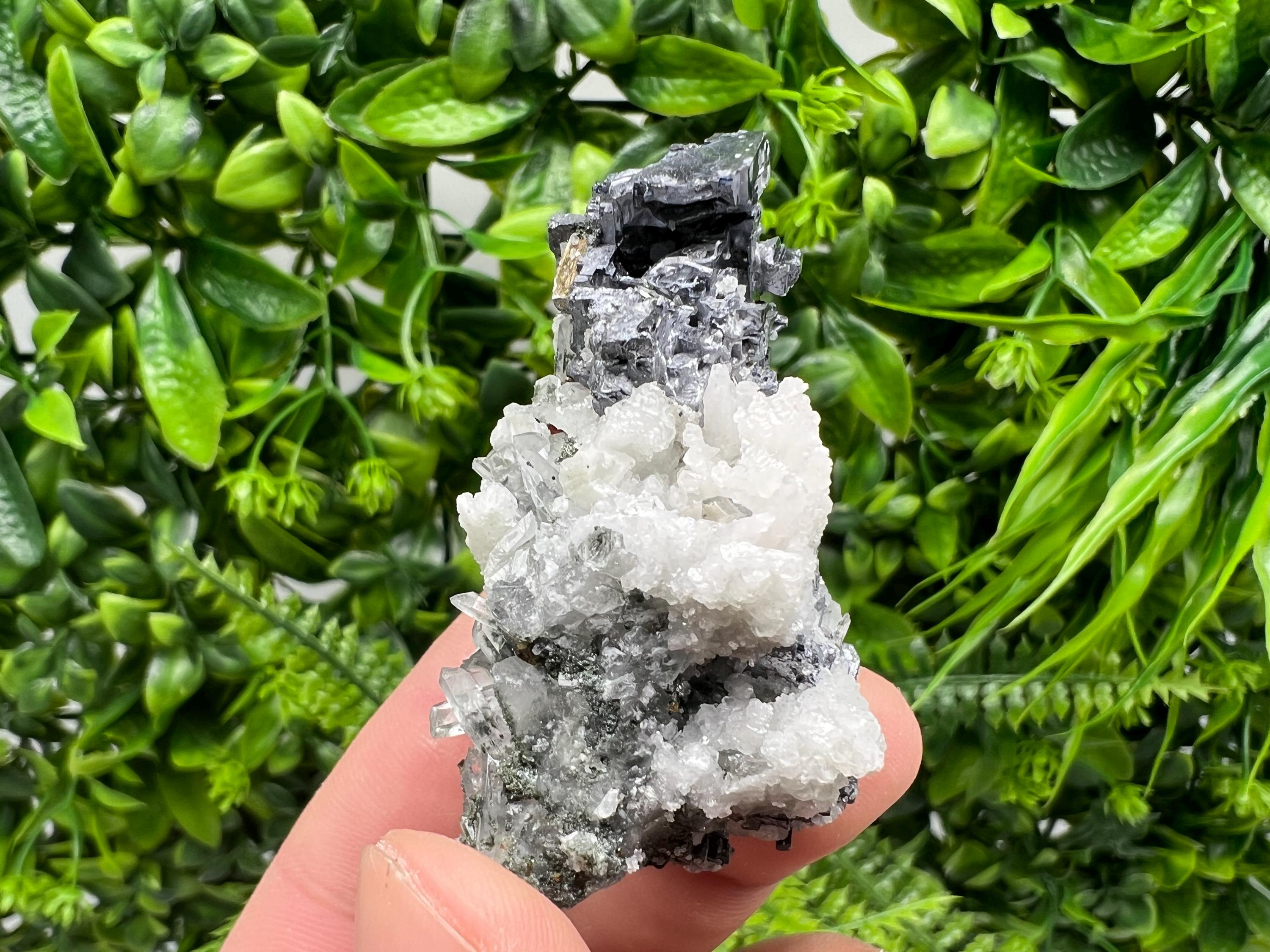 Galena Chalcopyrite on Calcite and Quartz, Natural Mineral Collection, Borieva Bulgaria